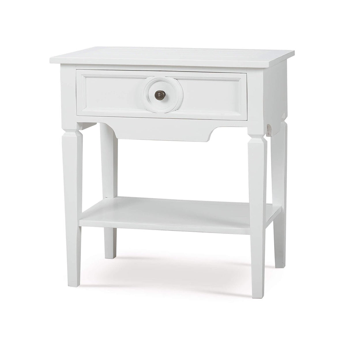 Rustic Rectangular White Painted End Table - English Georgian America