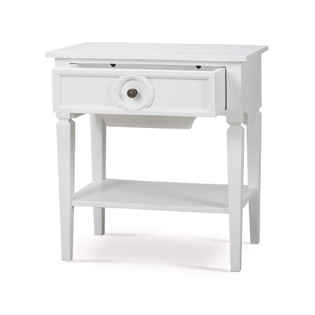 Rustic Rectangular White Painted End Table - English Georgian America