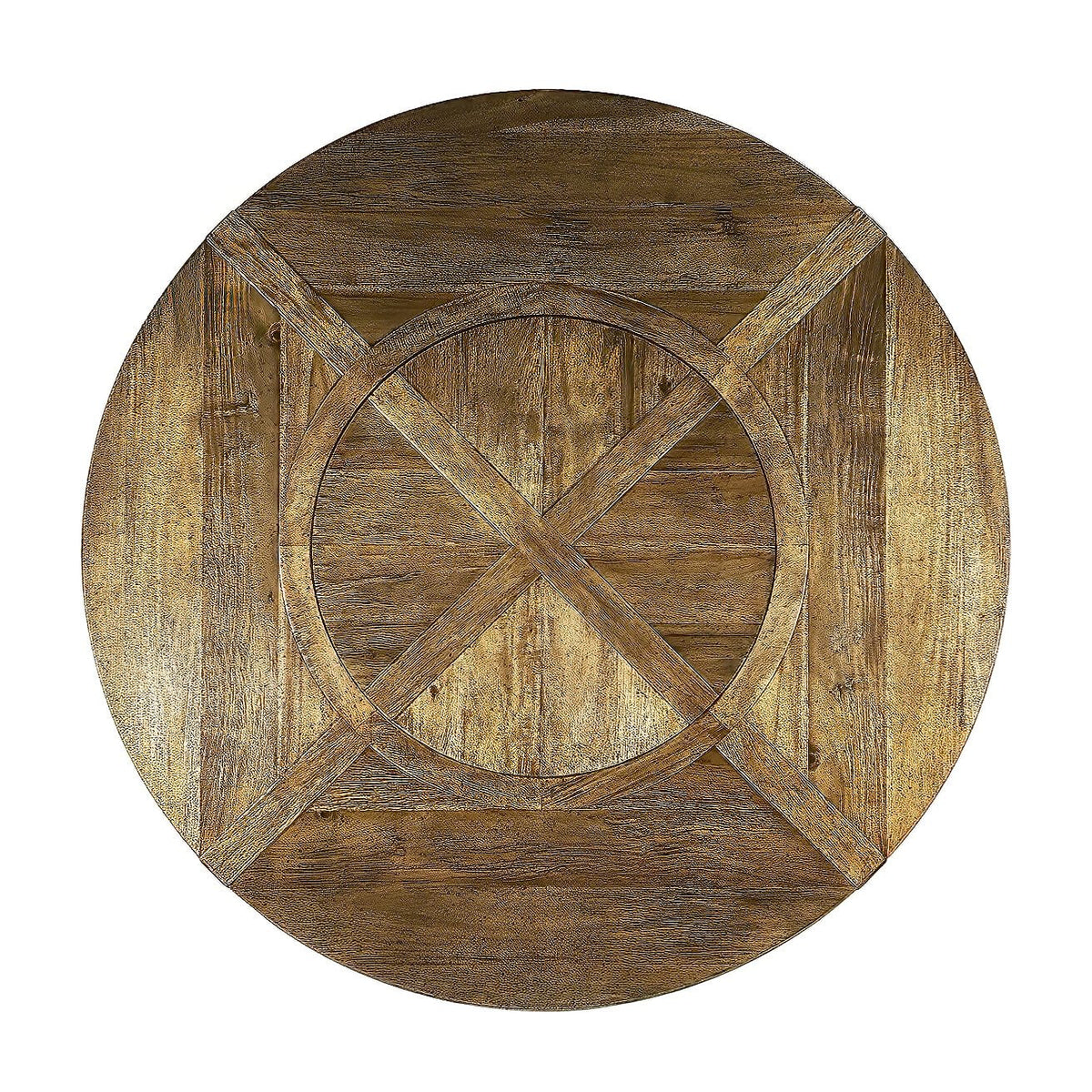 Rustic Round Dining Table - Medium Brown - English Georgian America