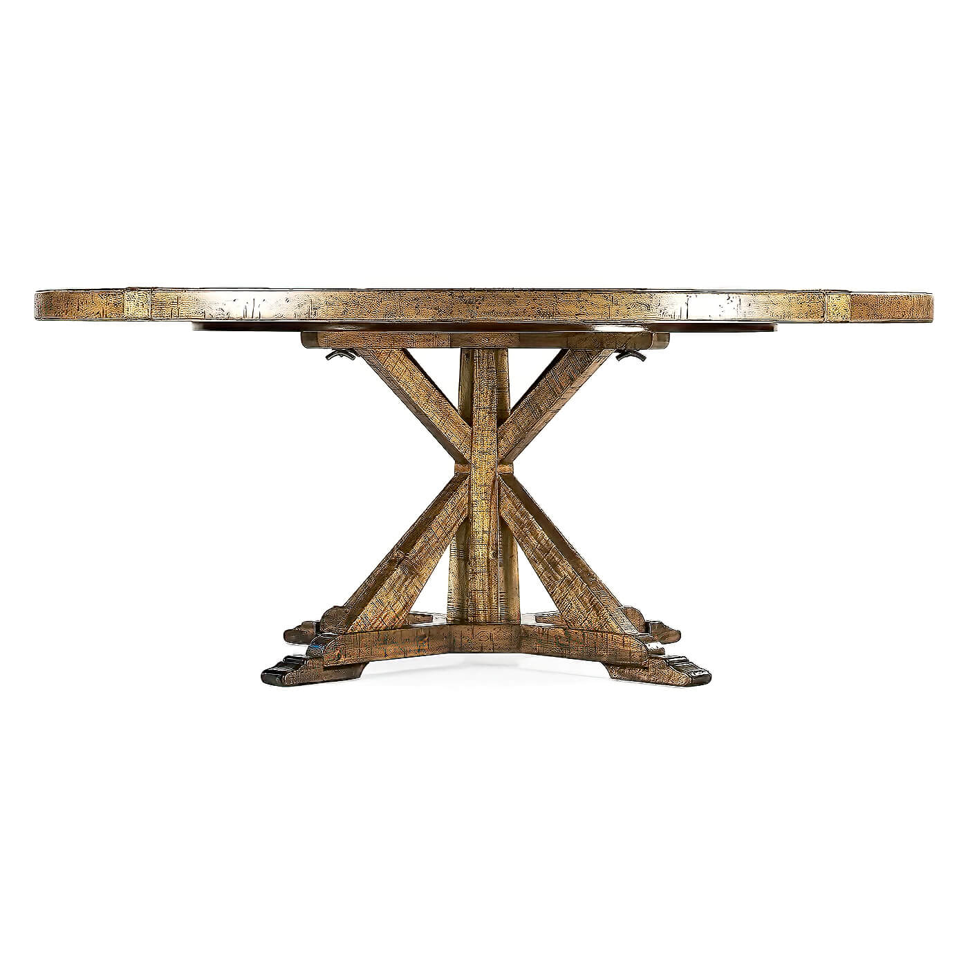 Rustic Round Dining Table - Medium Brown - English Georgian America