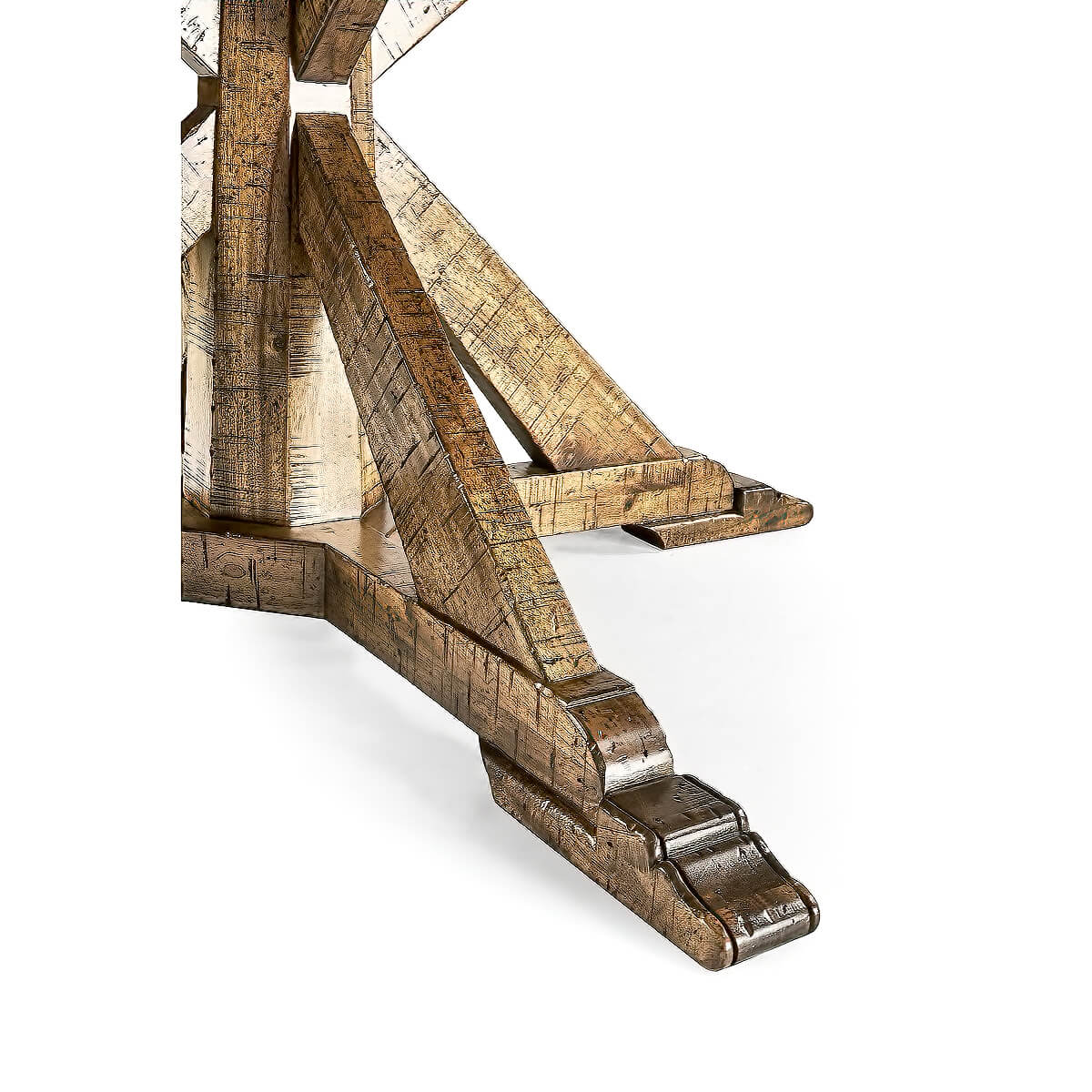 Rustic Round Dining Table - Medium Brown - English Georgian America