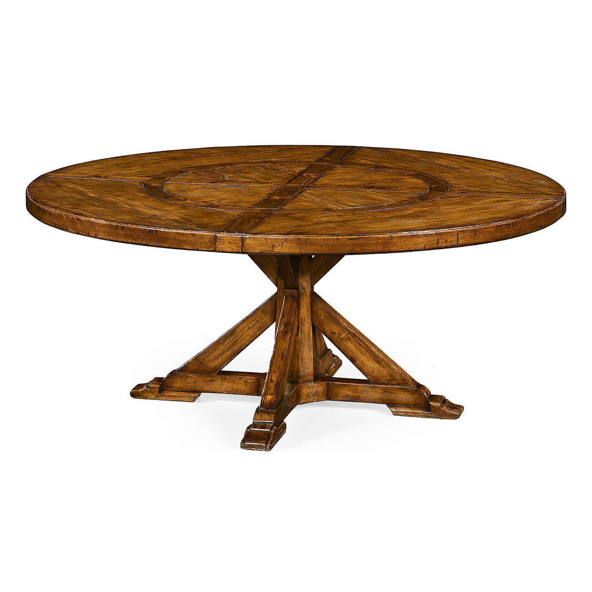Rustic Round Dining Table - Walnut - English Georgian America