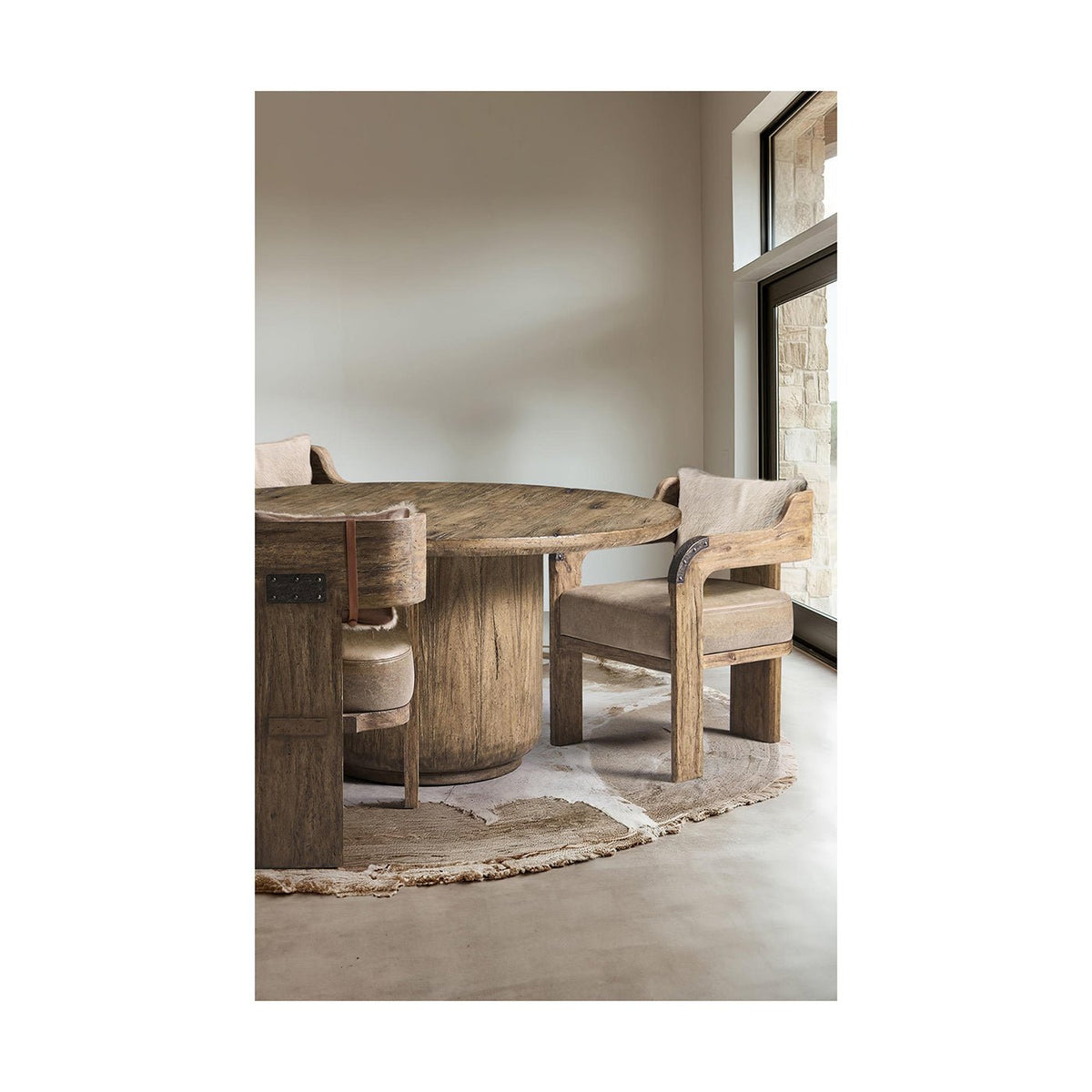 Rustic Round Pedestal Dining Table - English Georgian America
