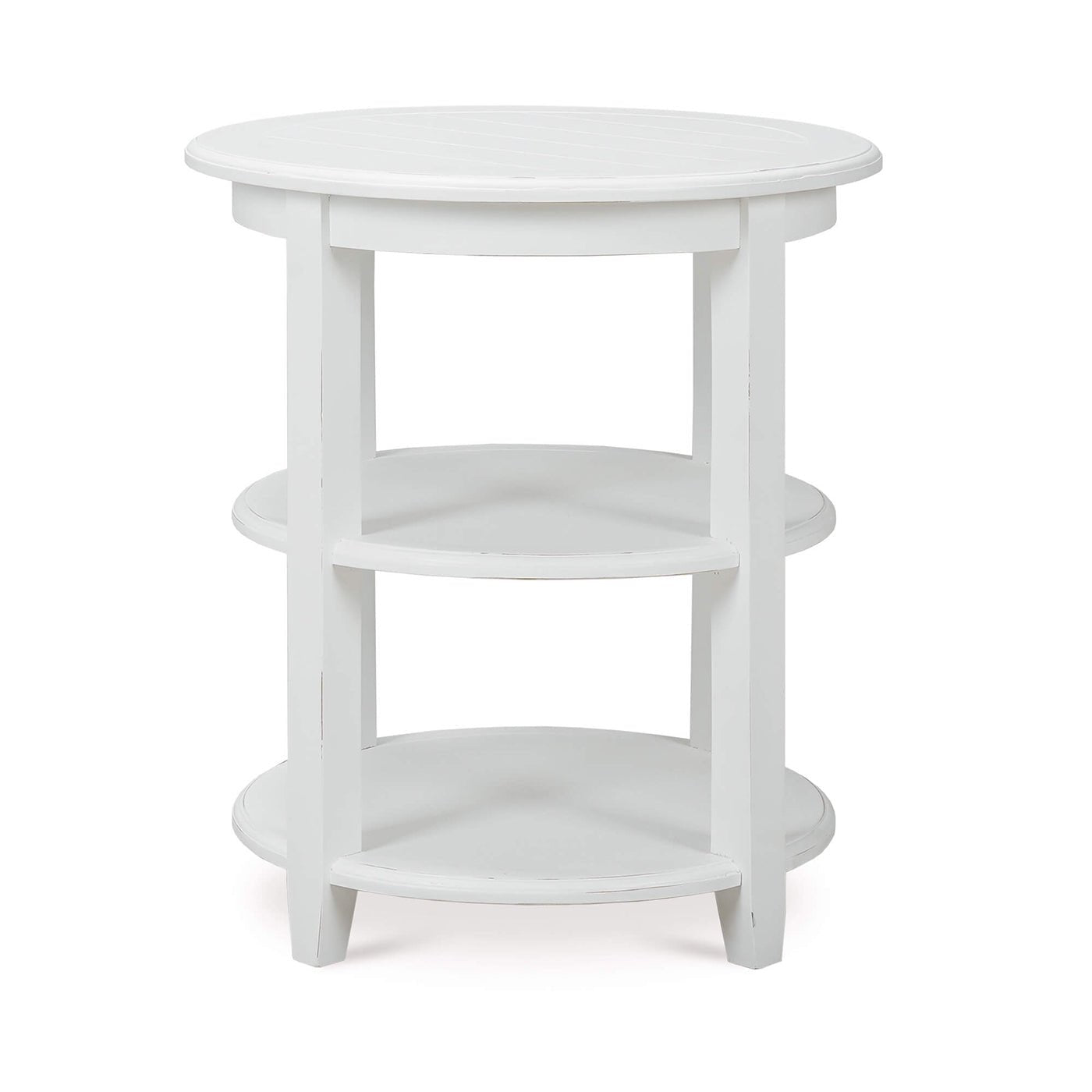 Rustic Round White Painted End Table - English Georgian America