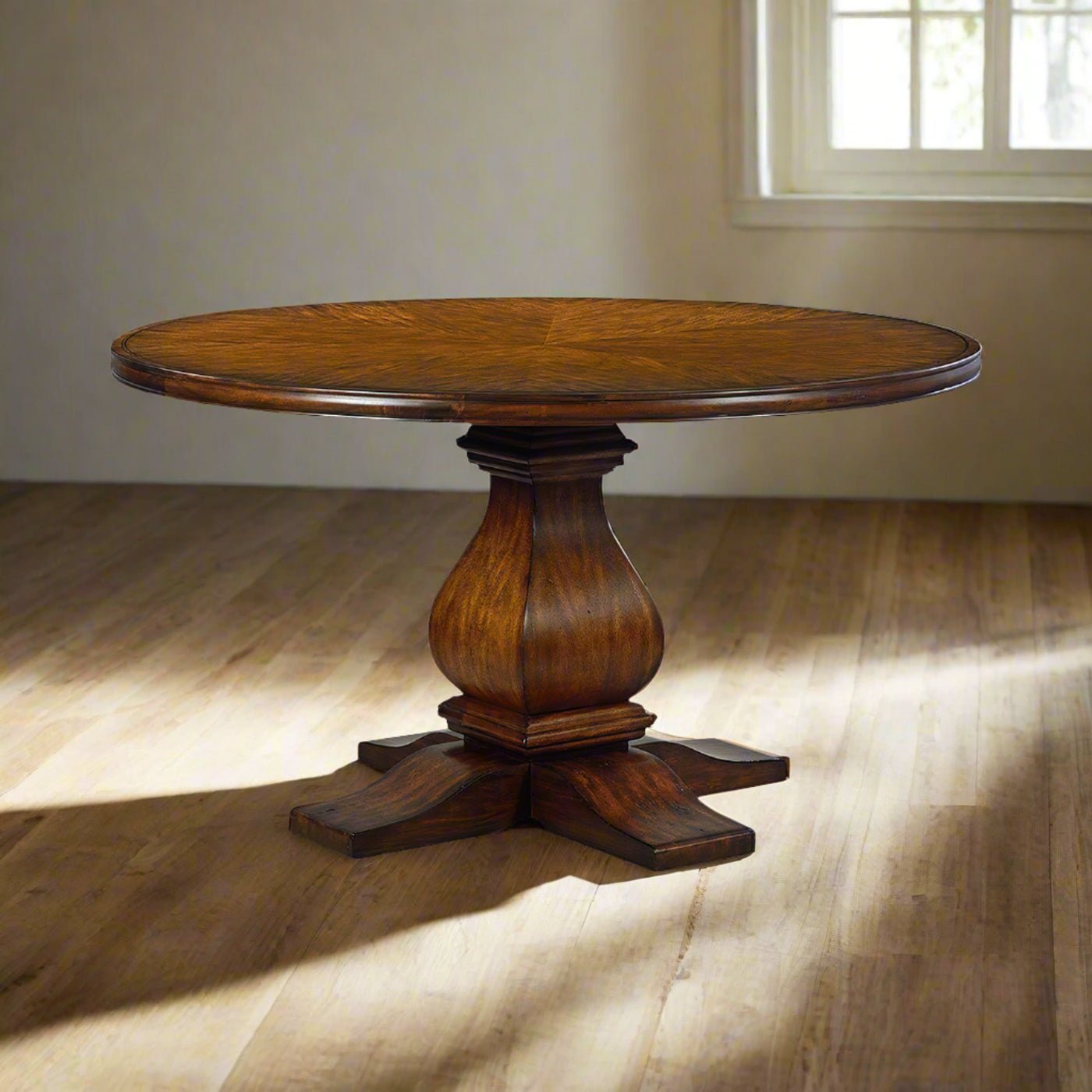 Rustic Round Wood Dining Table - English Georgian America