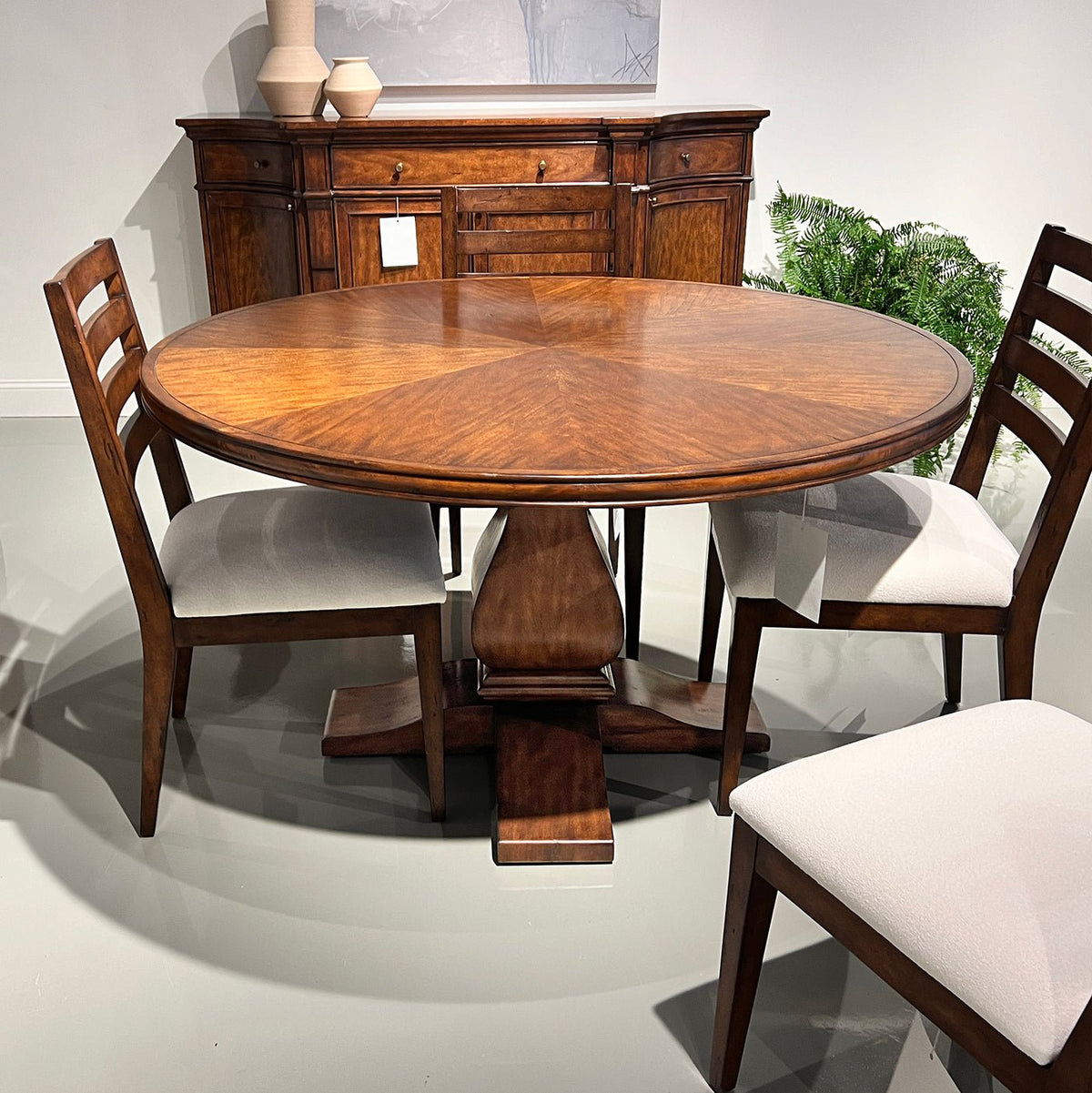 Rustic Round Wood Dining Table - English Georgian America