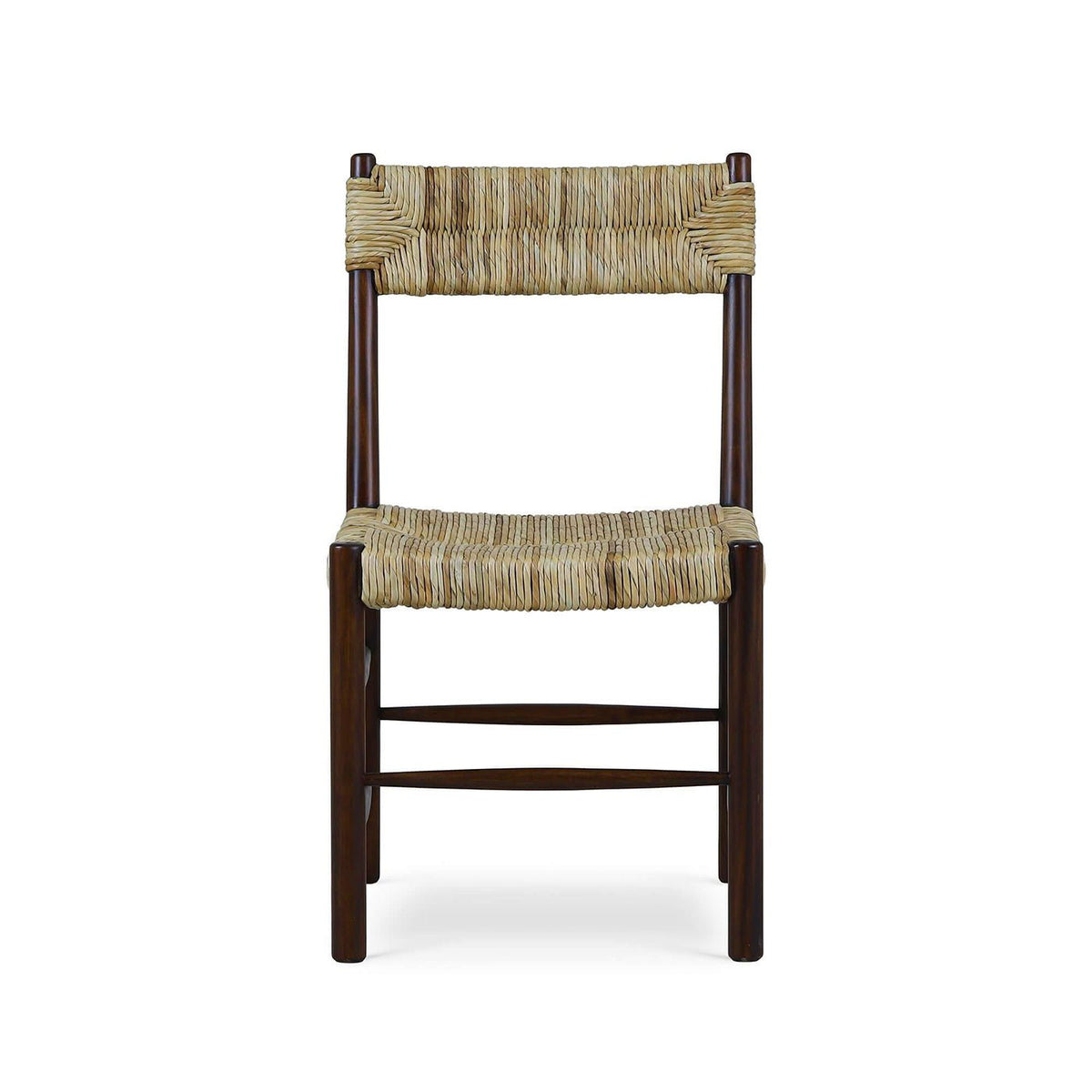 Rustic Rush Seat Dining Chair in Dark Wood - English Georgian America