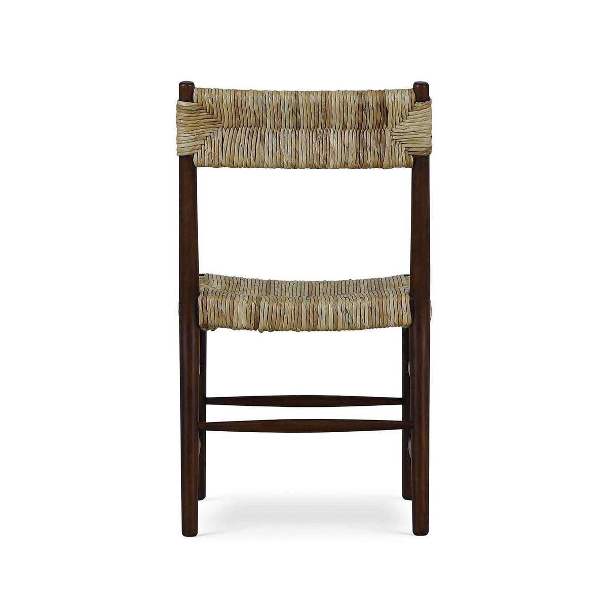 Rustic Rush Seat Dining Chair in Dark Wood - English Georgian America