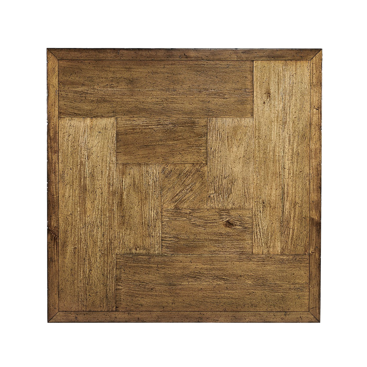 Rustic Square Coffee Table - Driftwood & Iron - English Georgian America