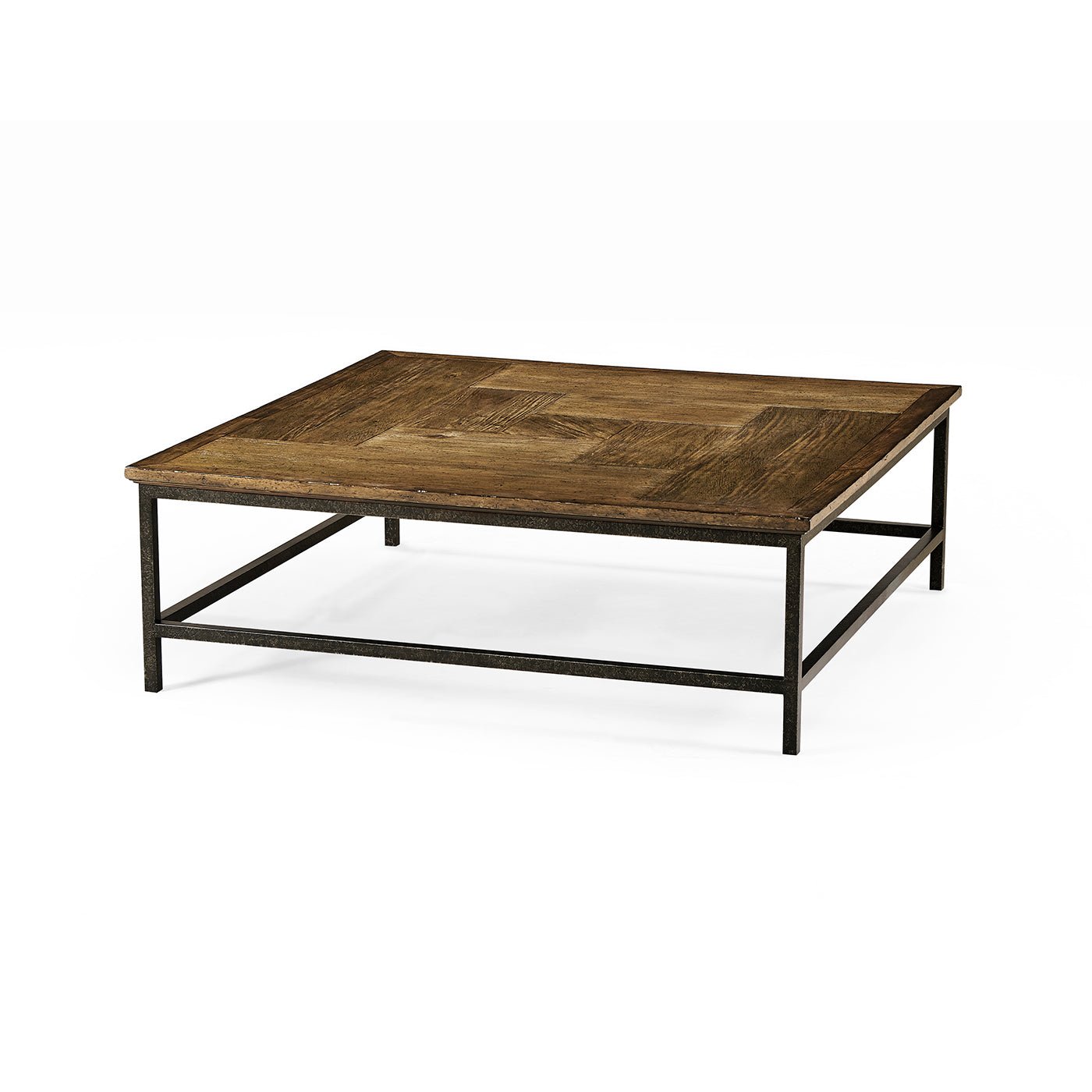 Rustic Square Coffee Table - Driftwood & Iron - English Georgian America
