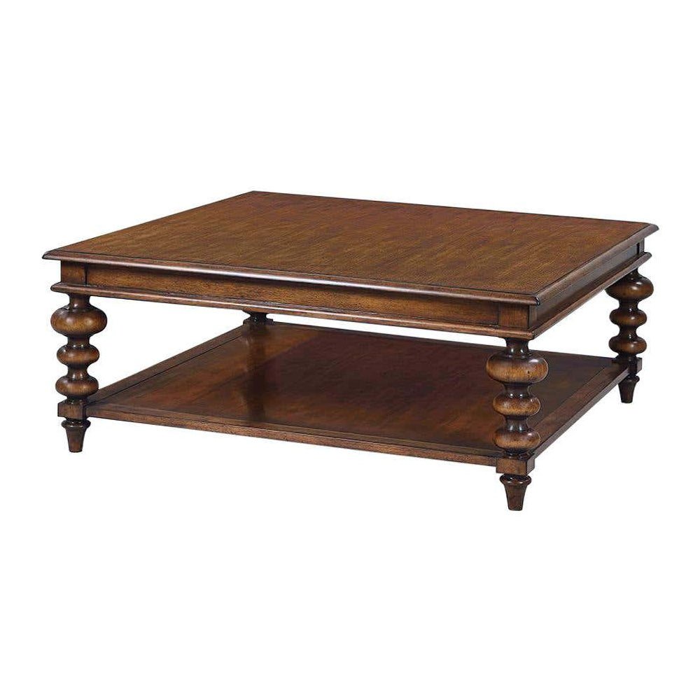 Rustic Square Coffee Table - Walnut Finish - English Georgian America