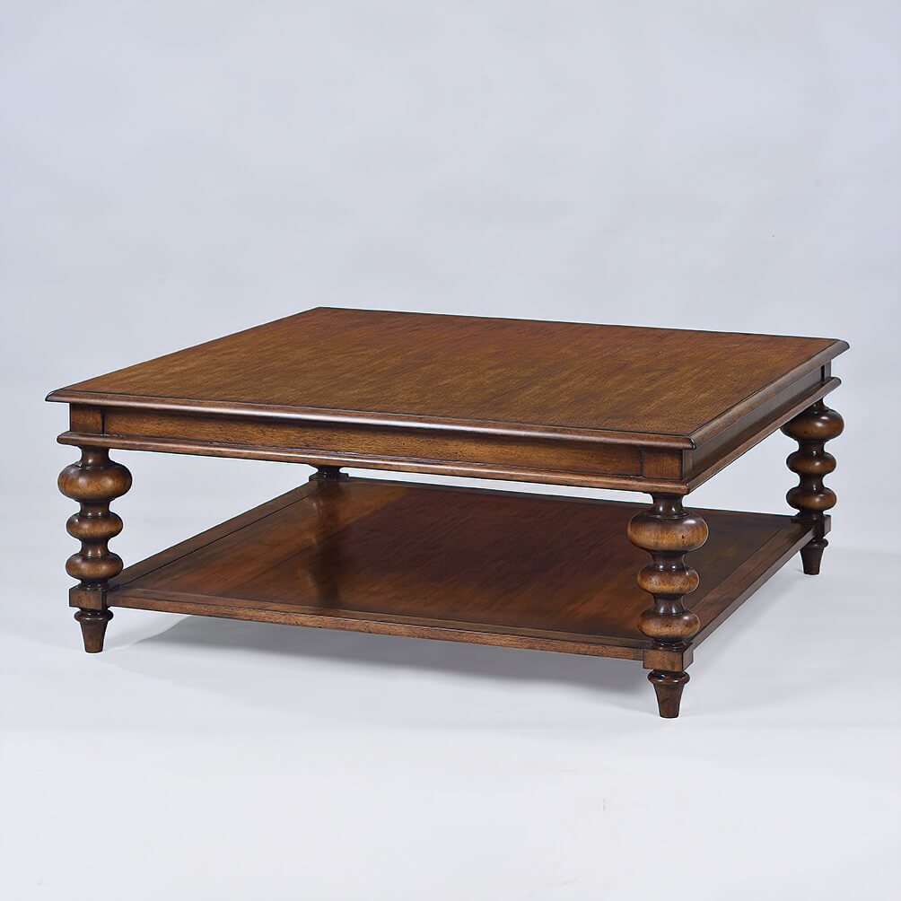 Rustic Square Coffee Table - Walnut Finish - English Georgian America