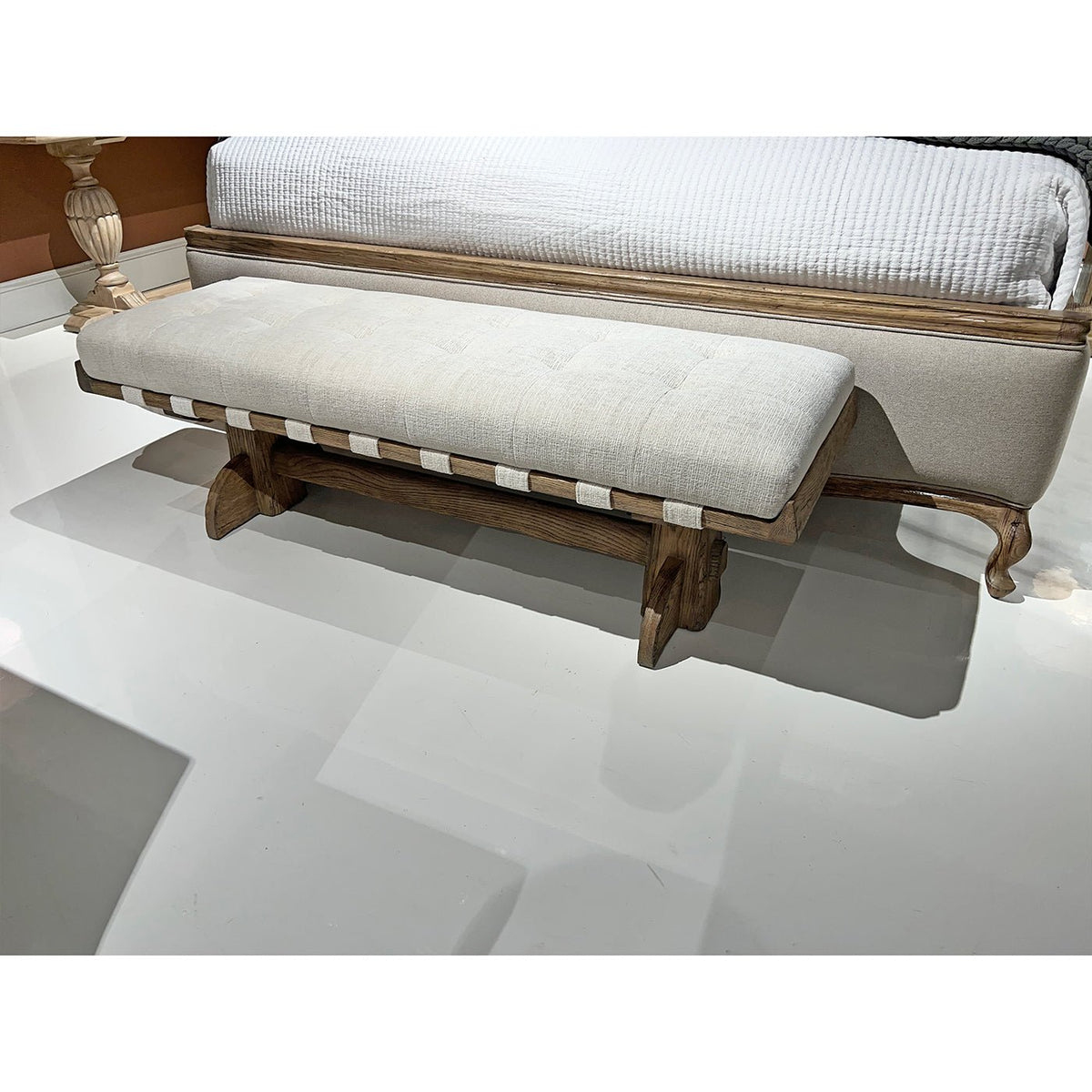 Rustic Trestle Style Solid Wood Bench - English Georgian America