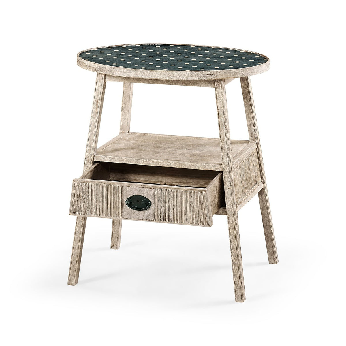 Rustic Washed Oval End Table - English Georgian America