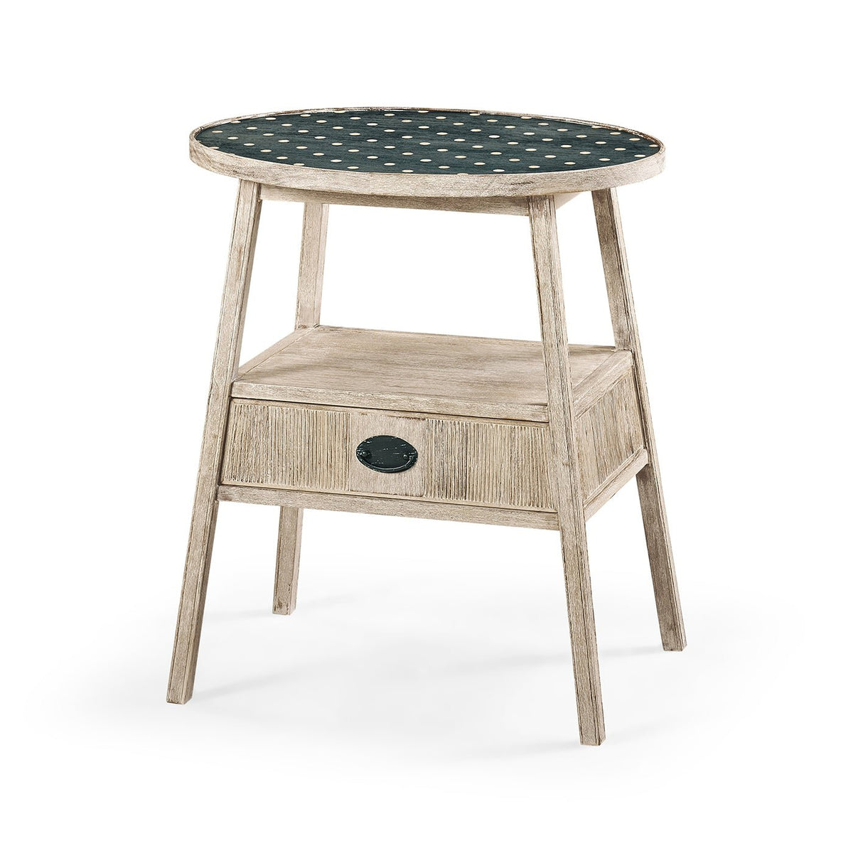 Rustic Washed Oval End Table - English Georgian America