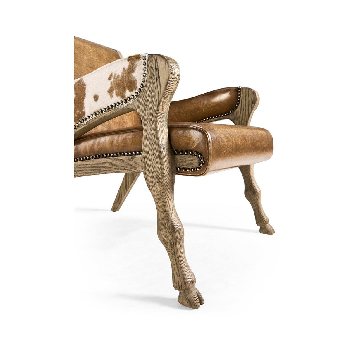 Rustic Western Leather &amp; Hide Accent Chair - English Georgian America