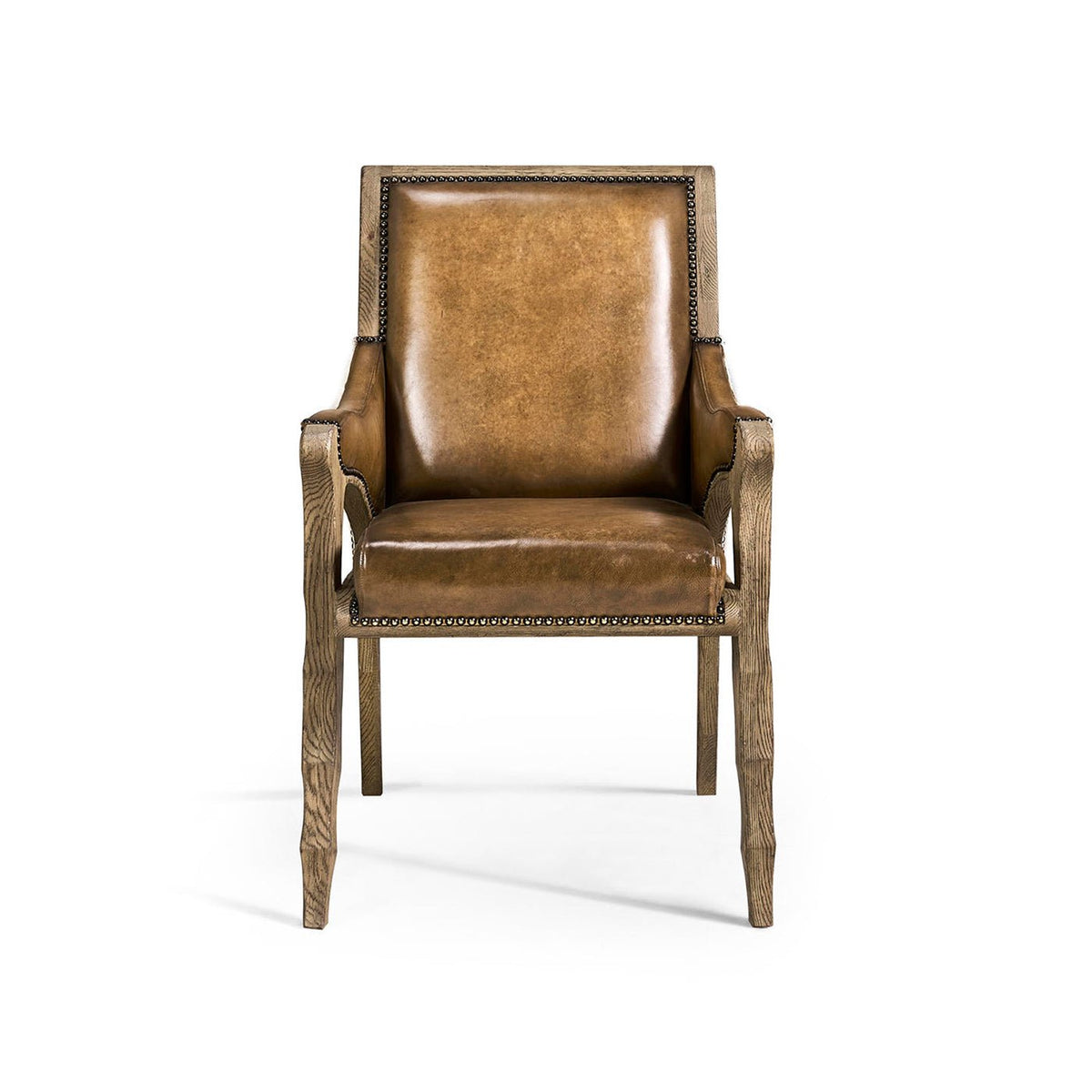 Rustic Western Leather &amp; Hide Armchair - English Georgian America