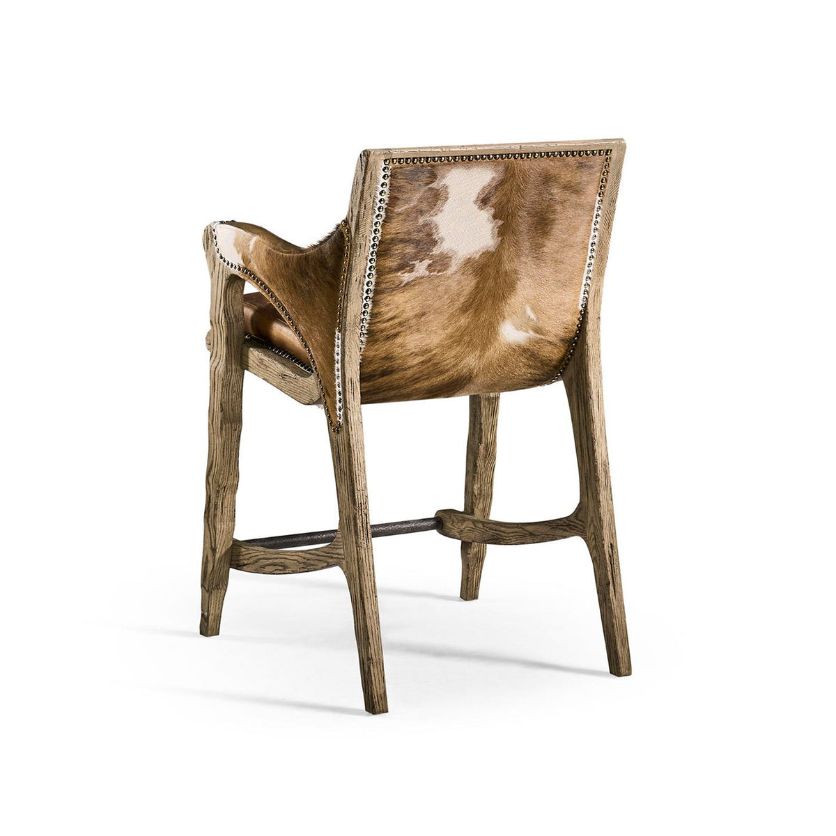 Rustic Western Leather &amp; Hide Counter Stool - English Georgian America