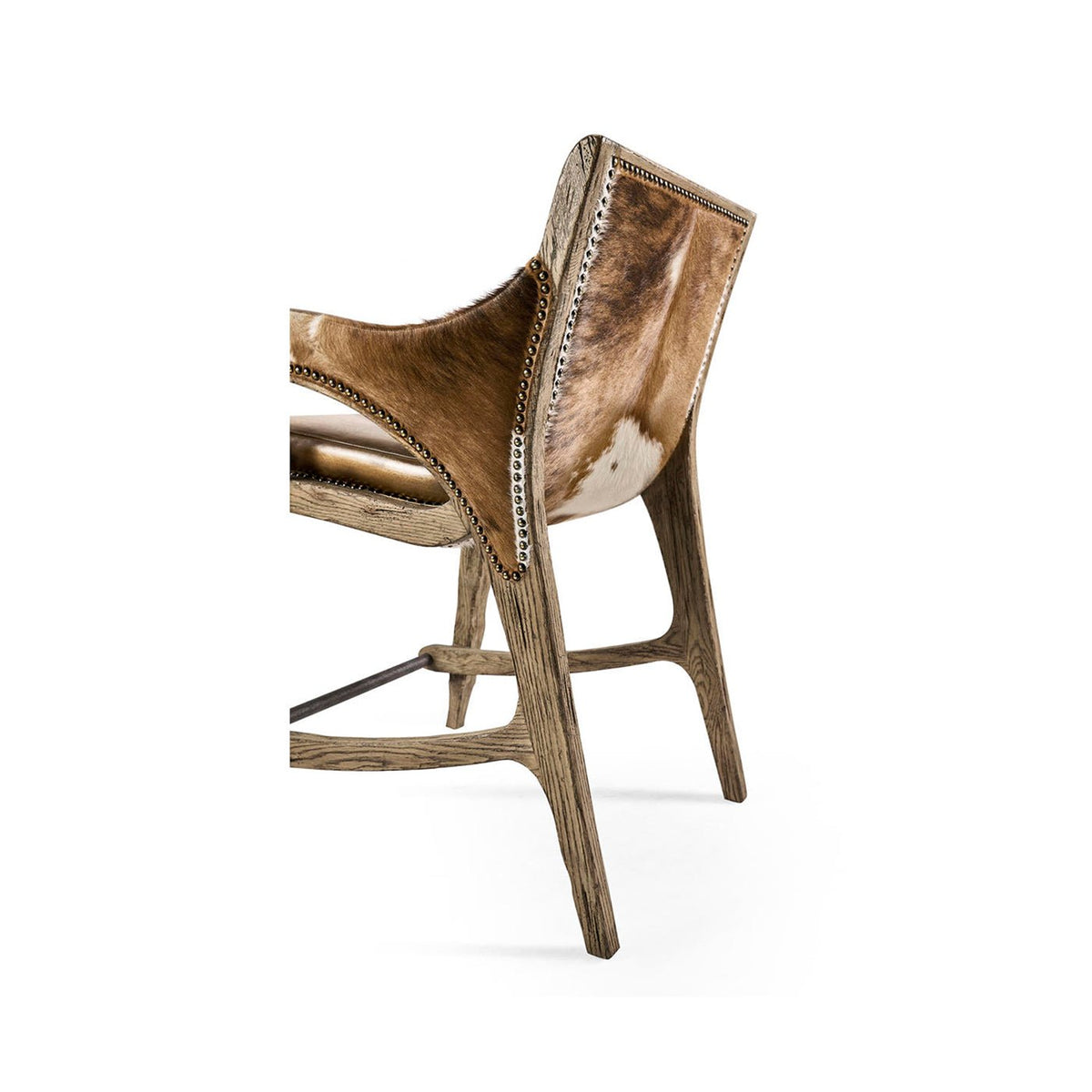 Rustic Western Leather &amp; Hide Counter Stool - English Georgian America