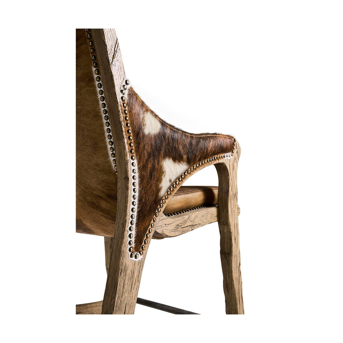 Rustic Western Leather &amp; Hide Counter Stool - English Georgian America