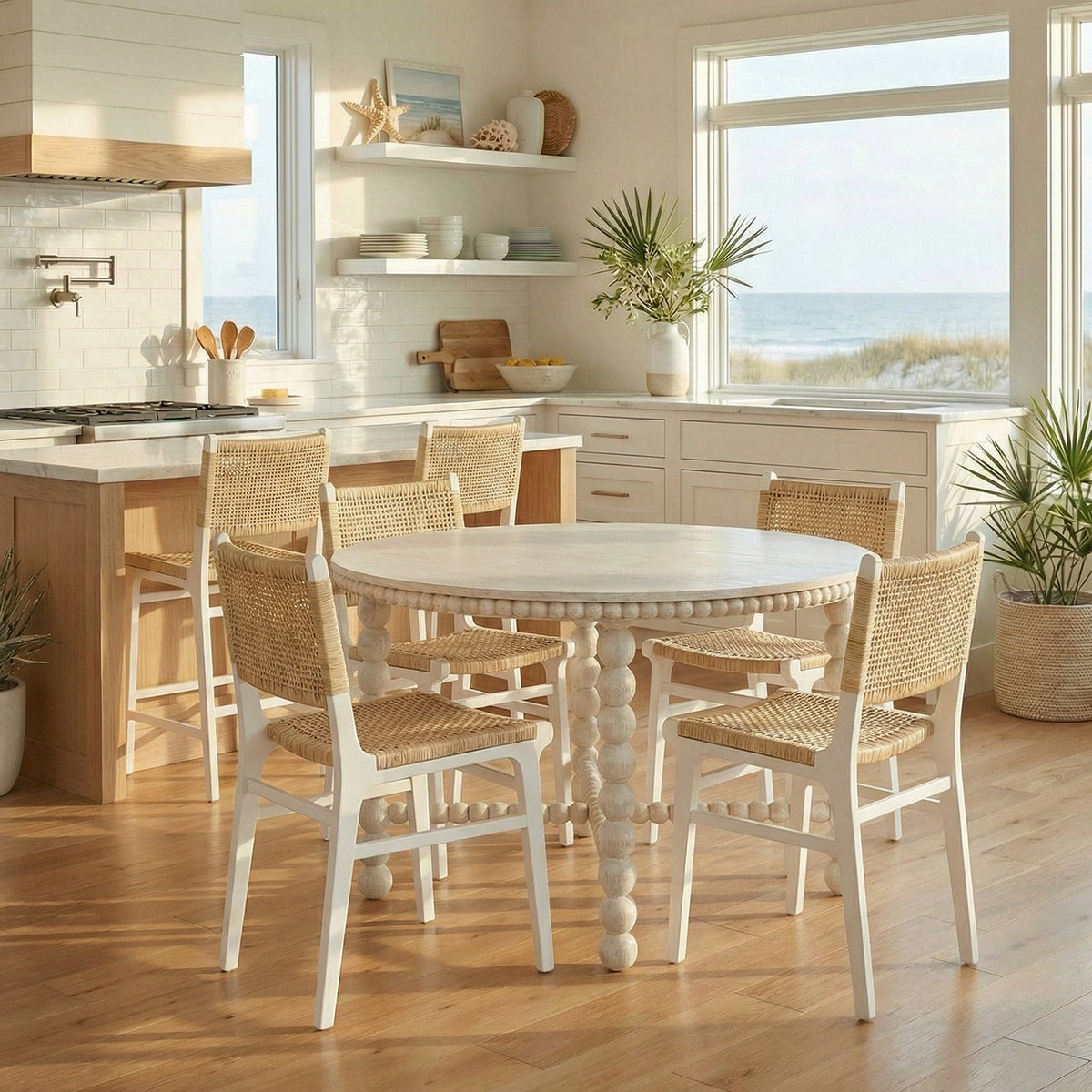 Scandinavian Modern White Painted Dining Chair - English Georgian America