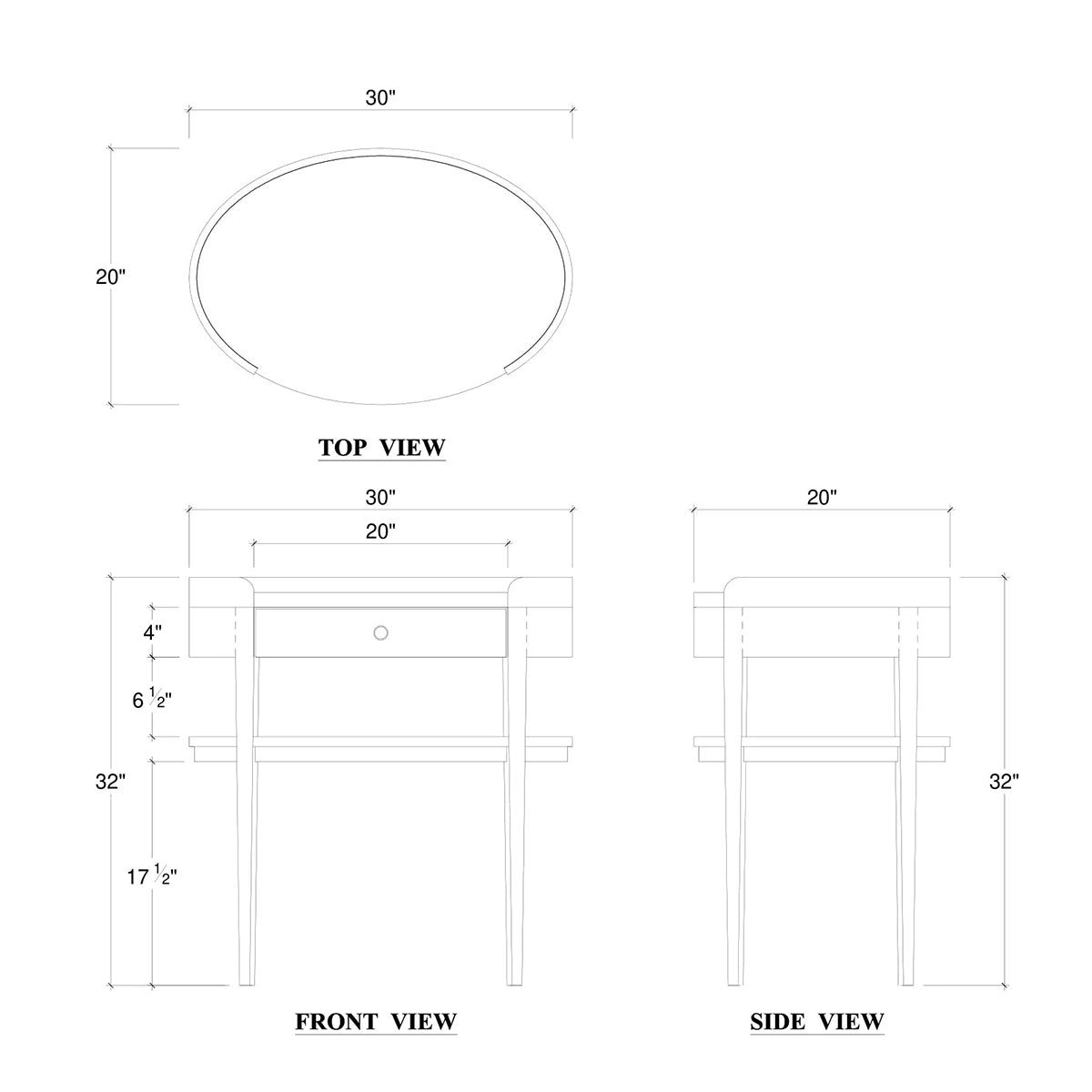 Scandinavian Oval Side Table in Birch Finish - English Georgian America
