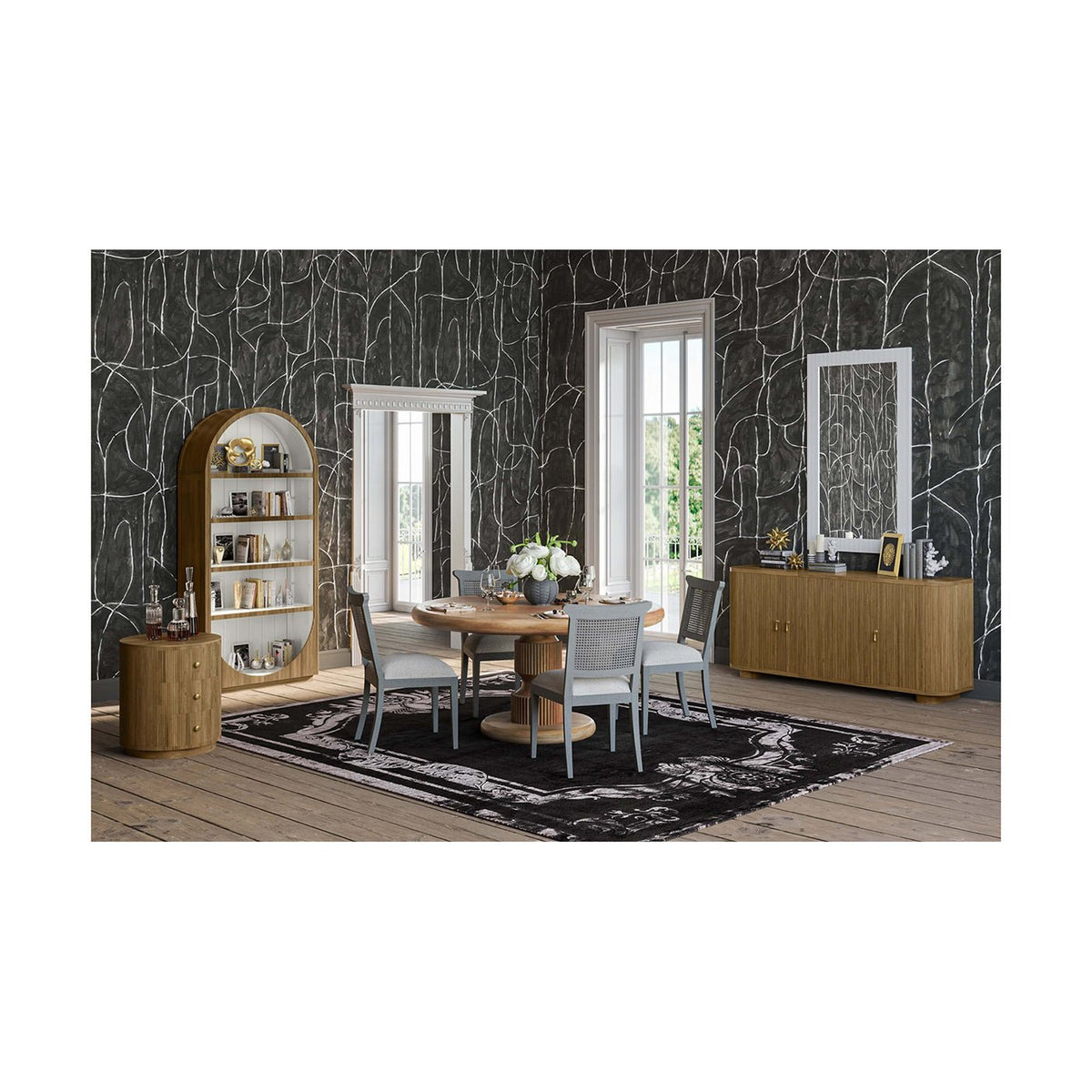 Scandinavian Reeded Wood Sideboard - English Georgian America