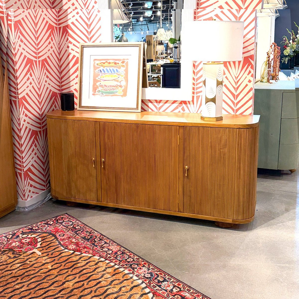 Scandinavian Reeded Wood Sideboard - English Georgian America