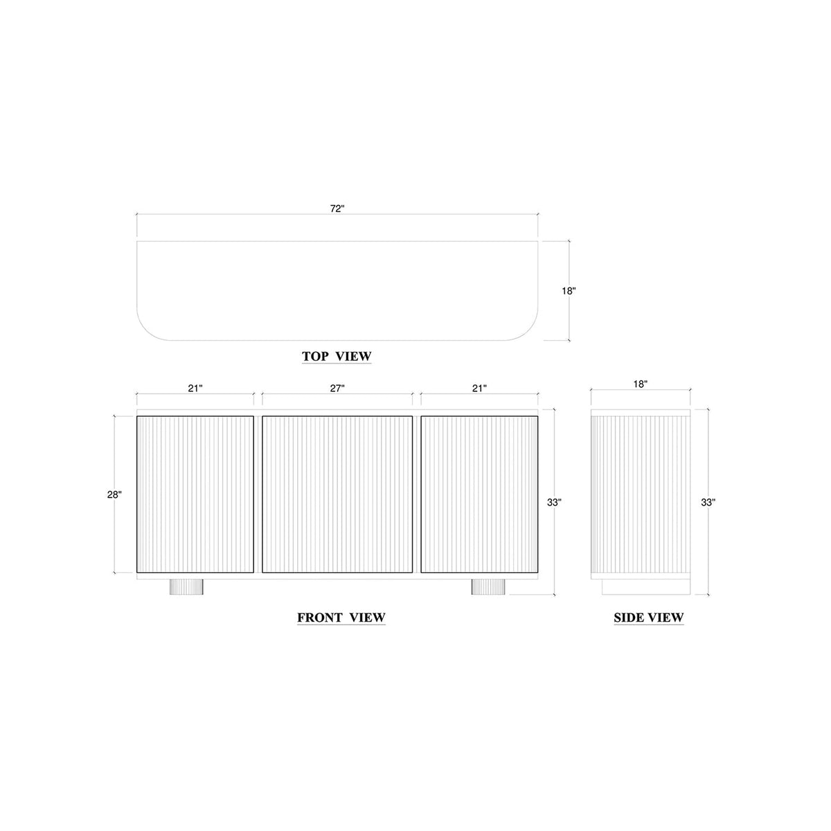 Scandinavian Reeded Wood Sideboard - English Georgian America