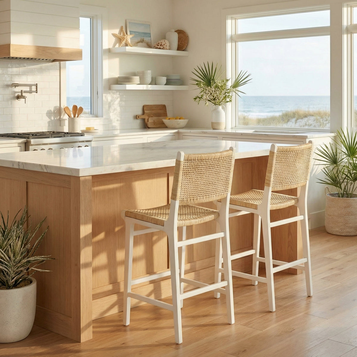 Scandinavian White Painted Counter Stool - English Georgian America