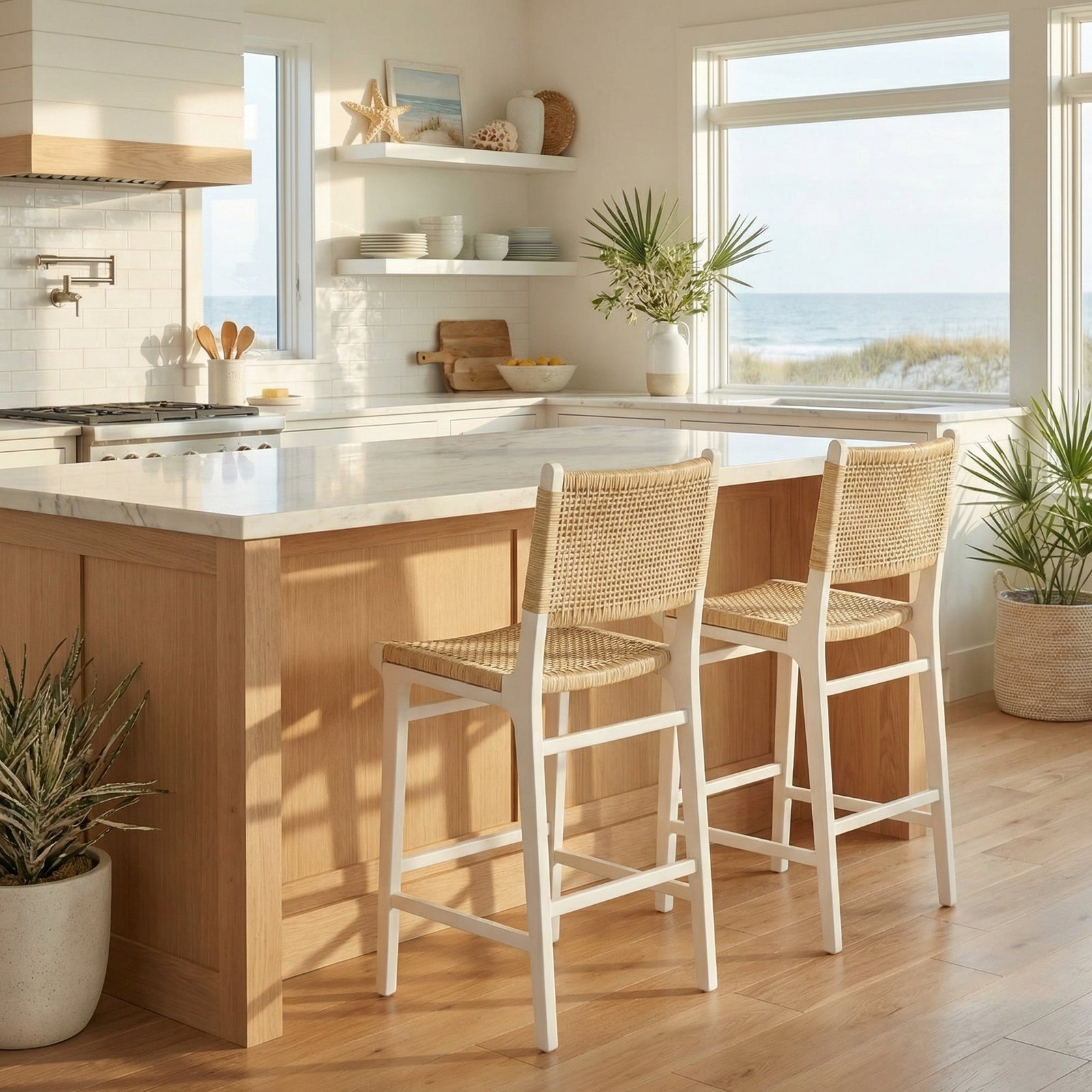 Scandinavian White Painted Counter Stool - English Georgian America