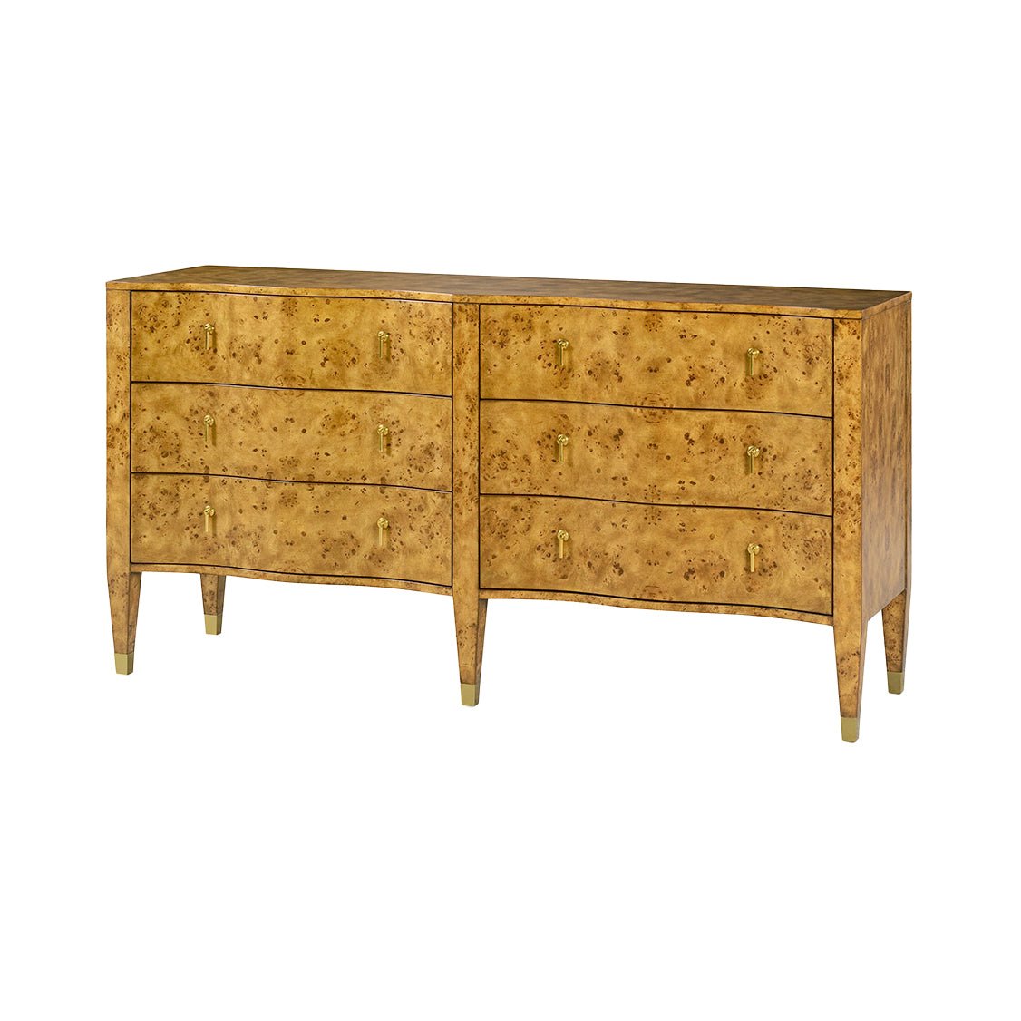 Serpentine Burl Wood Dresser - English Georgian America