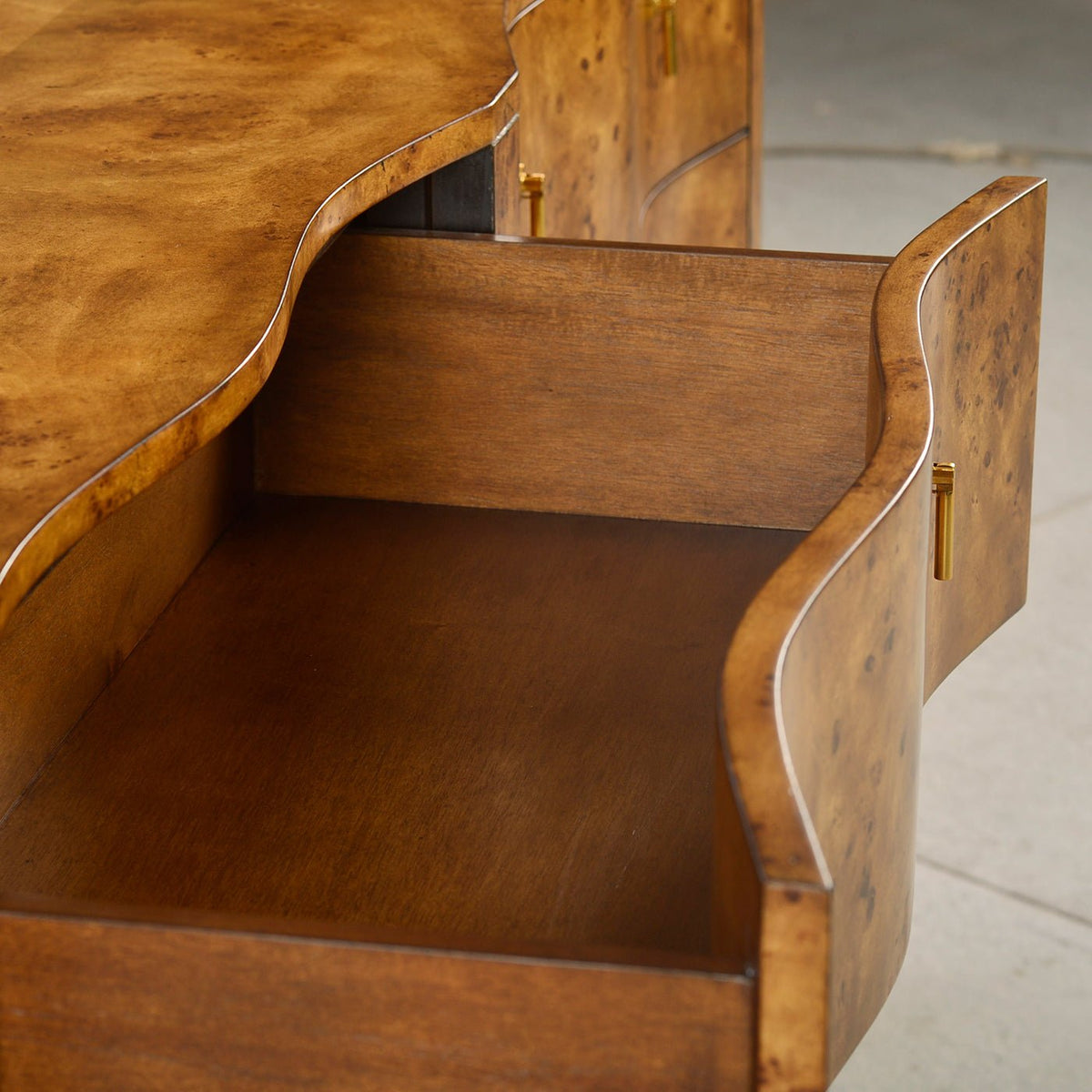 Serpentine Burl Wood Dresser - English Georgian America