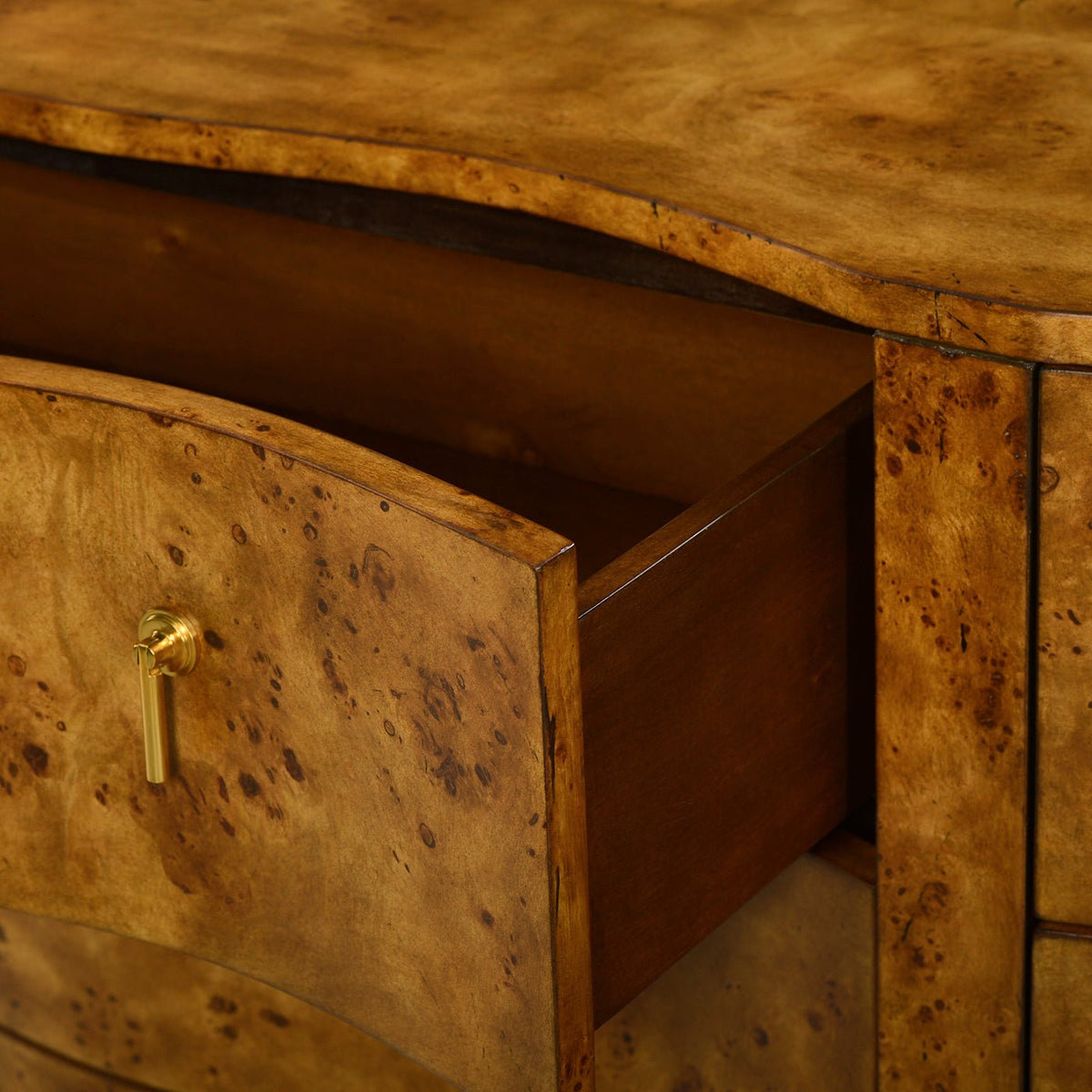 Serpentine Burl Wood Dresser - English Georgian America