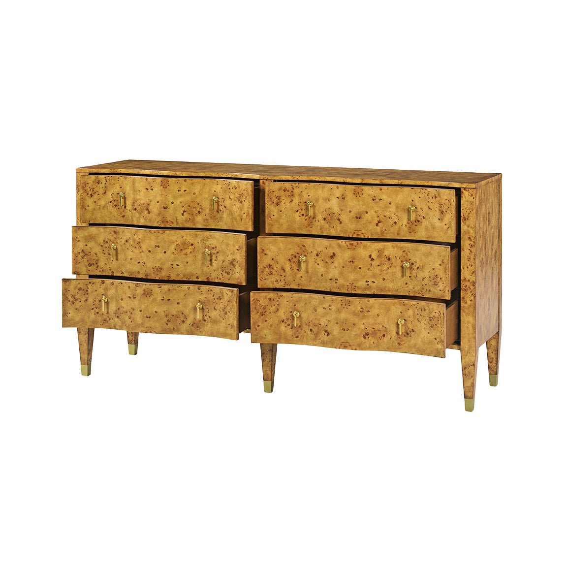 Serpentine Burl Wood Dresser - English Georgian America