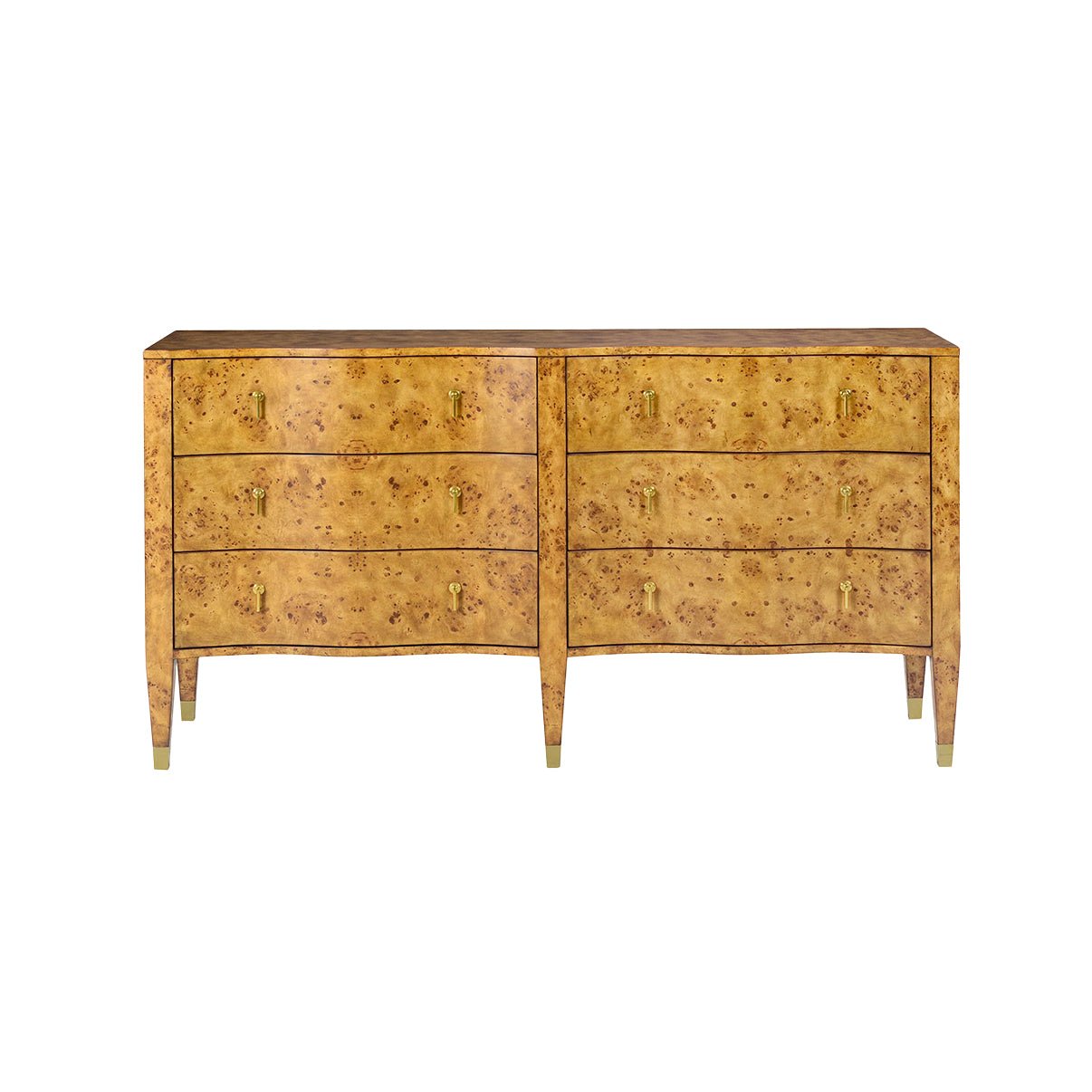 Serpentine Burl Wood Dresser - English Georgian America