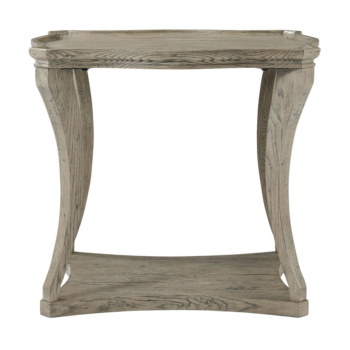 Serpentine Rustic Greyed Oak Side Table - English Georgian America