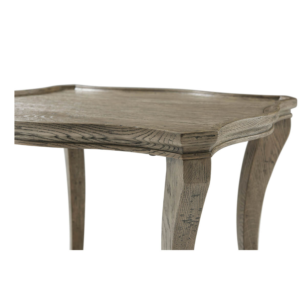 Serpentine Rustic Greyed Oak Side Table - English Georgian America