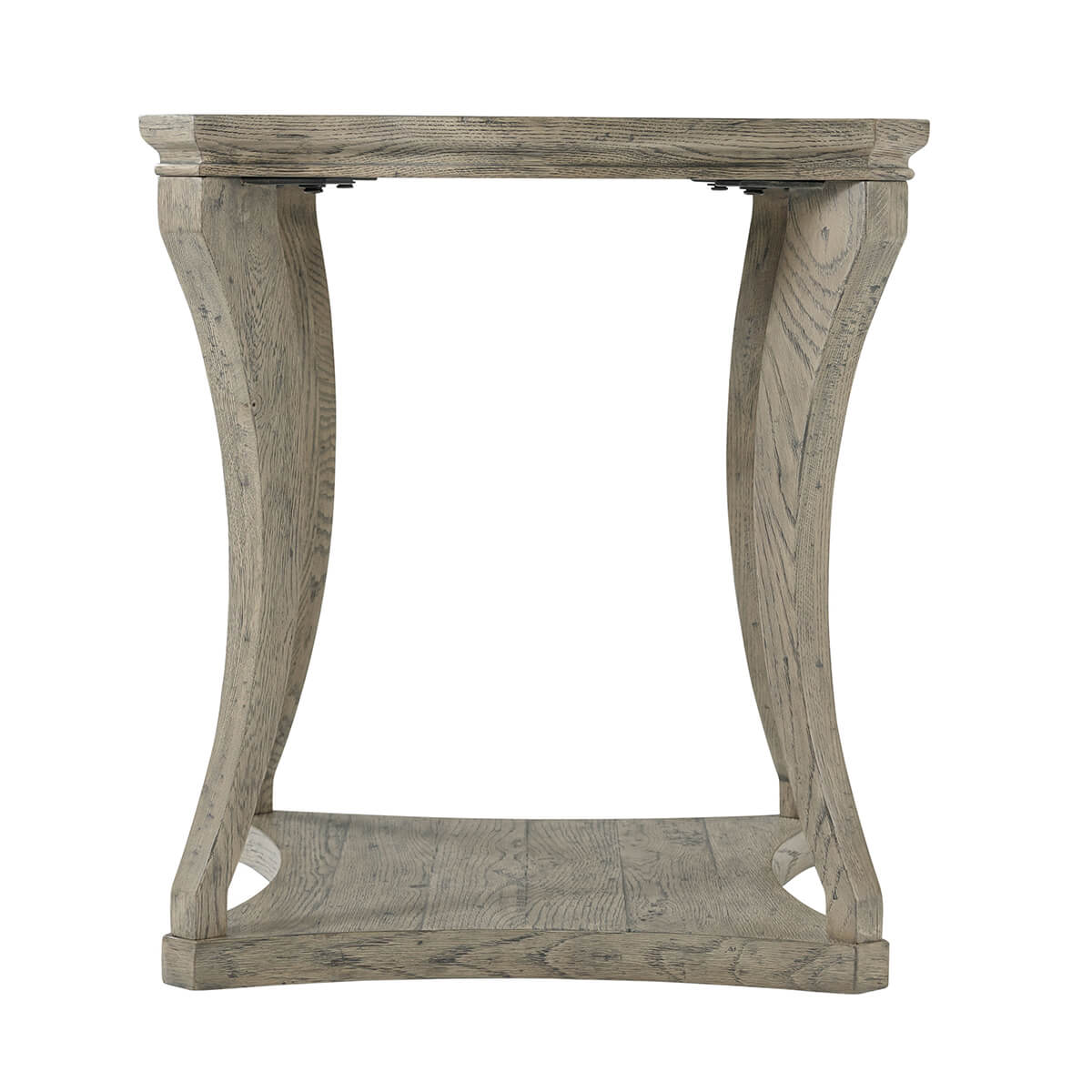 Serpentine Rustic Greyed Oak Side Table - English Georgian America