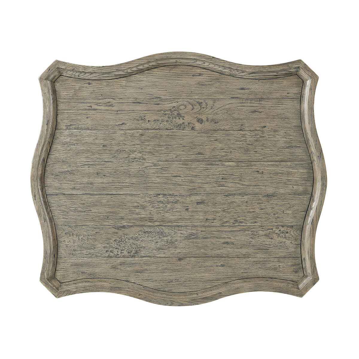 Serpentine Rustic Greyed Oak Side Table - English Georgian America