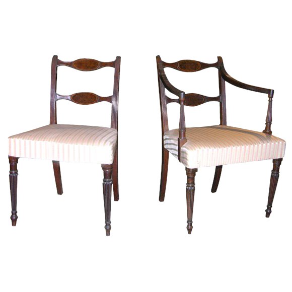 Set of 8 Regency Mahogany Dining Chairs - English Georgian America