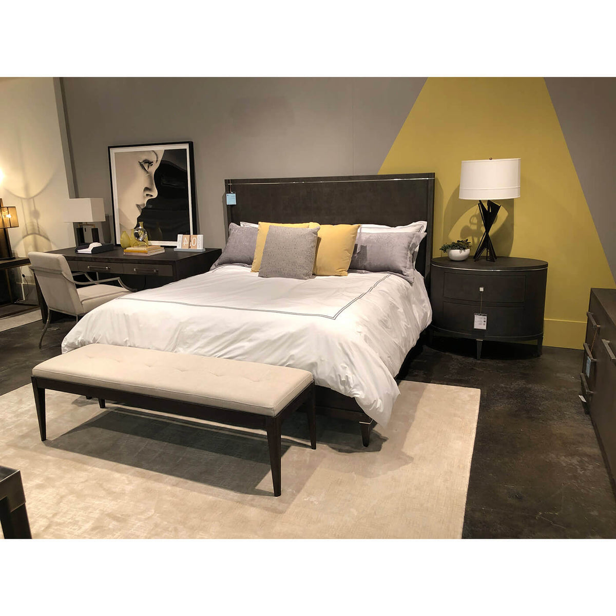 Shagreen Embossed Modern Bed - CALI King - English Georgian America