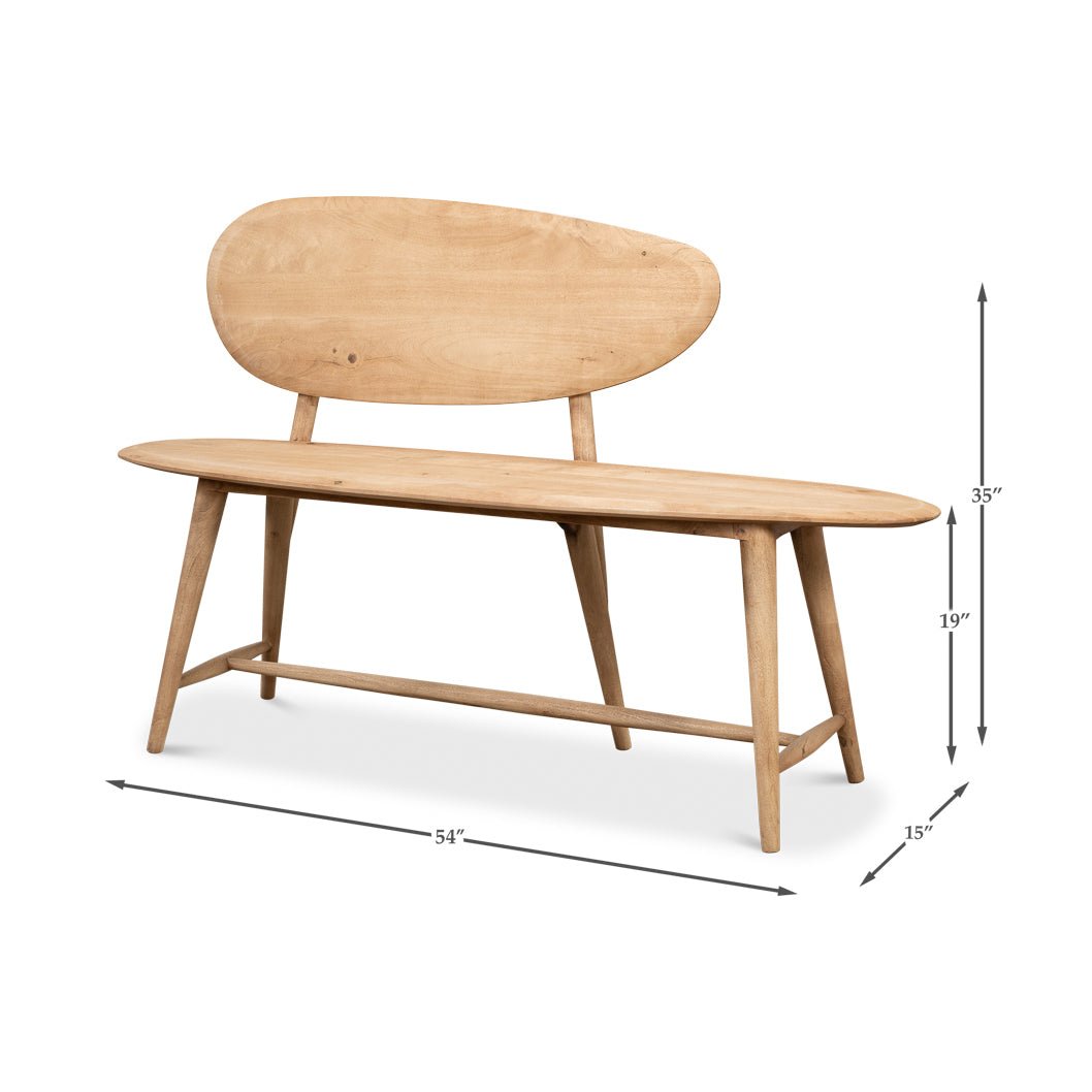 Short Organic Modern Natural Wood Bench - English Georgian America