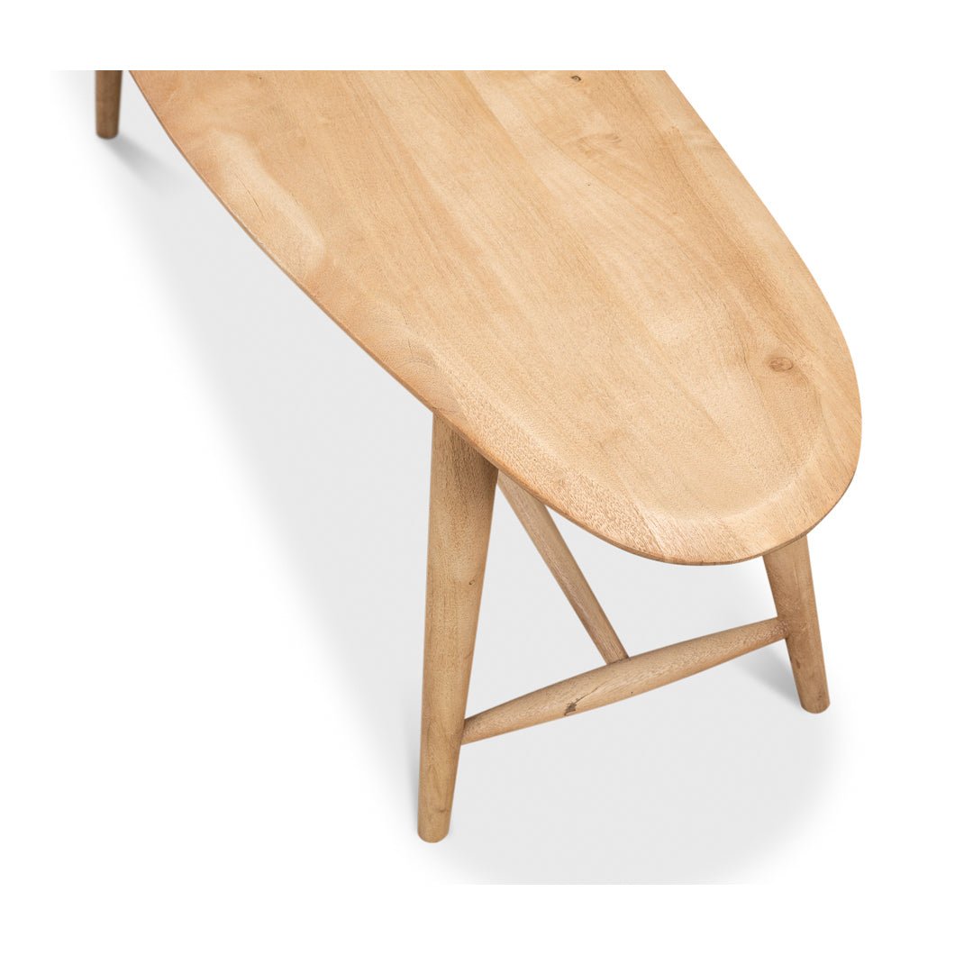 Short Organic Modern Natural Wood Bench - English Georgian America