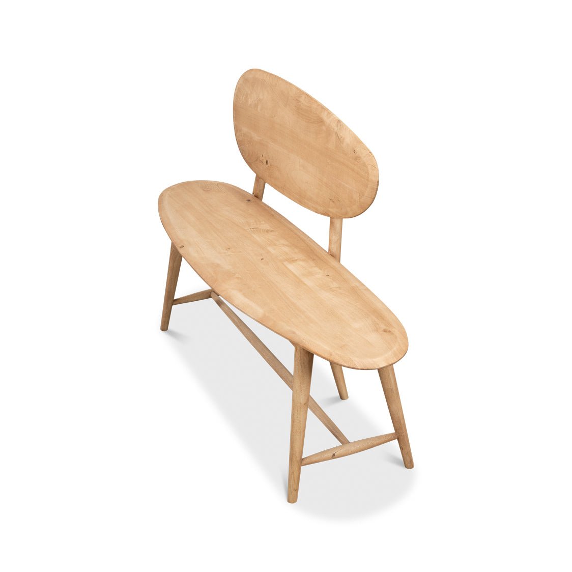 Short Organic Modern Natural Wood Bench - English Georgian America