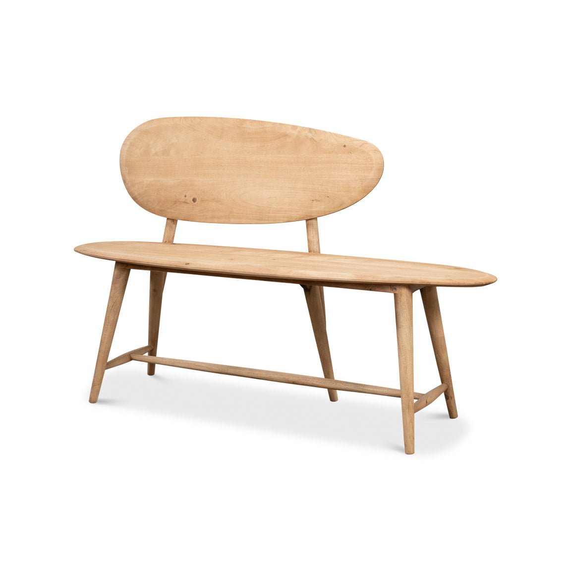 Short Organic Modern Natural Wood Bench - English Georgian America