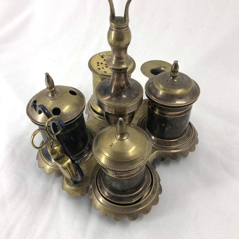 Silvered Brass Standish - English Georgian America