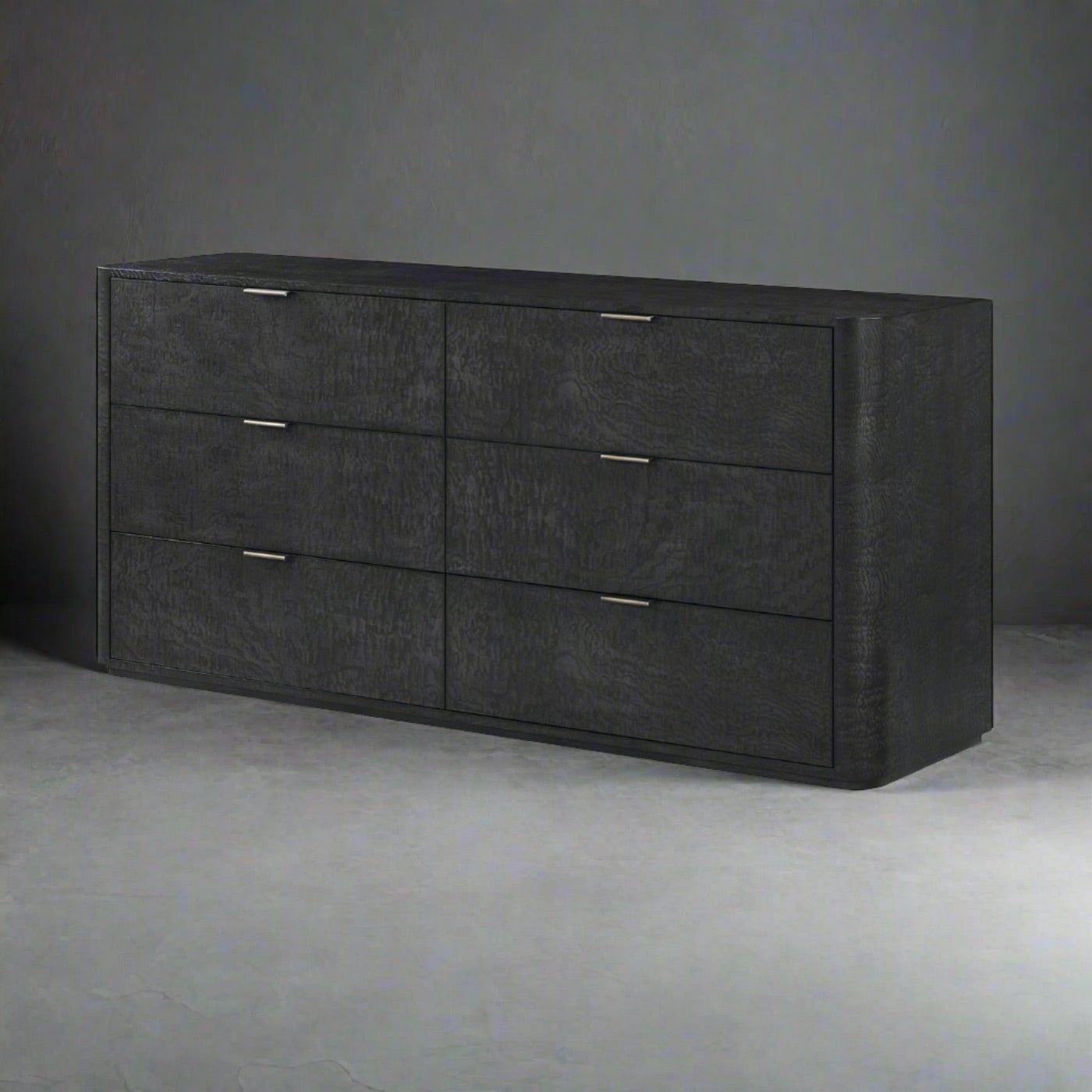 Six Drawer Black Art Deco Style Dresser - English Georgian America
