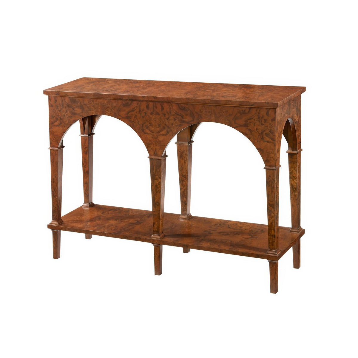 Small Burl Walnut Console Table - English Georgian America