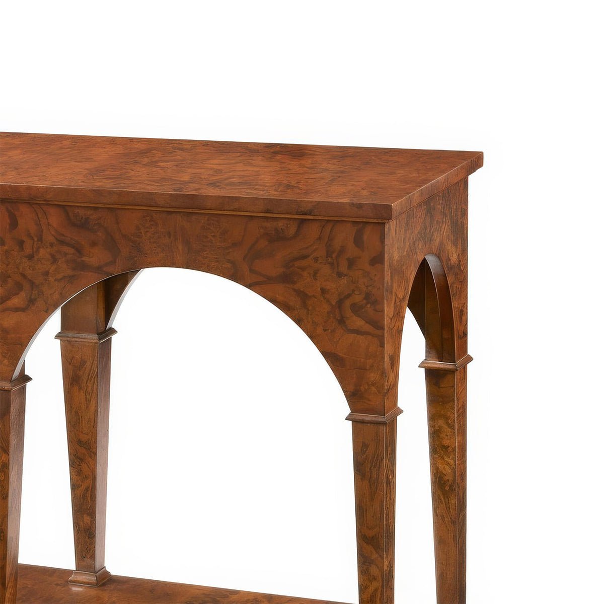 Small Burl Walnut Console Table - English Georgian America